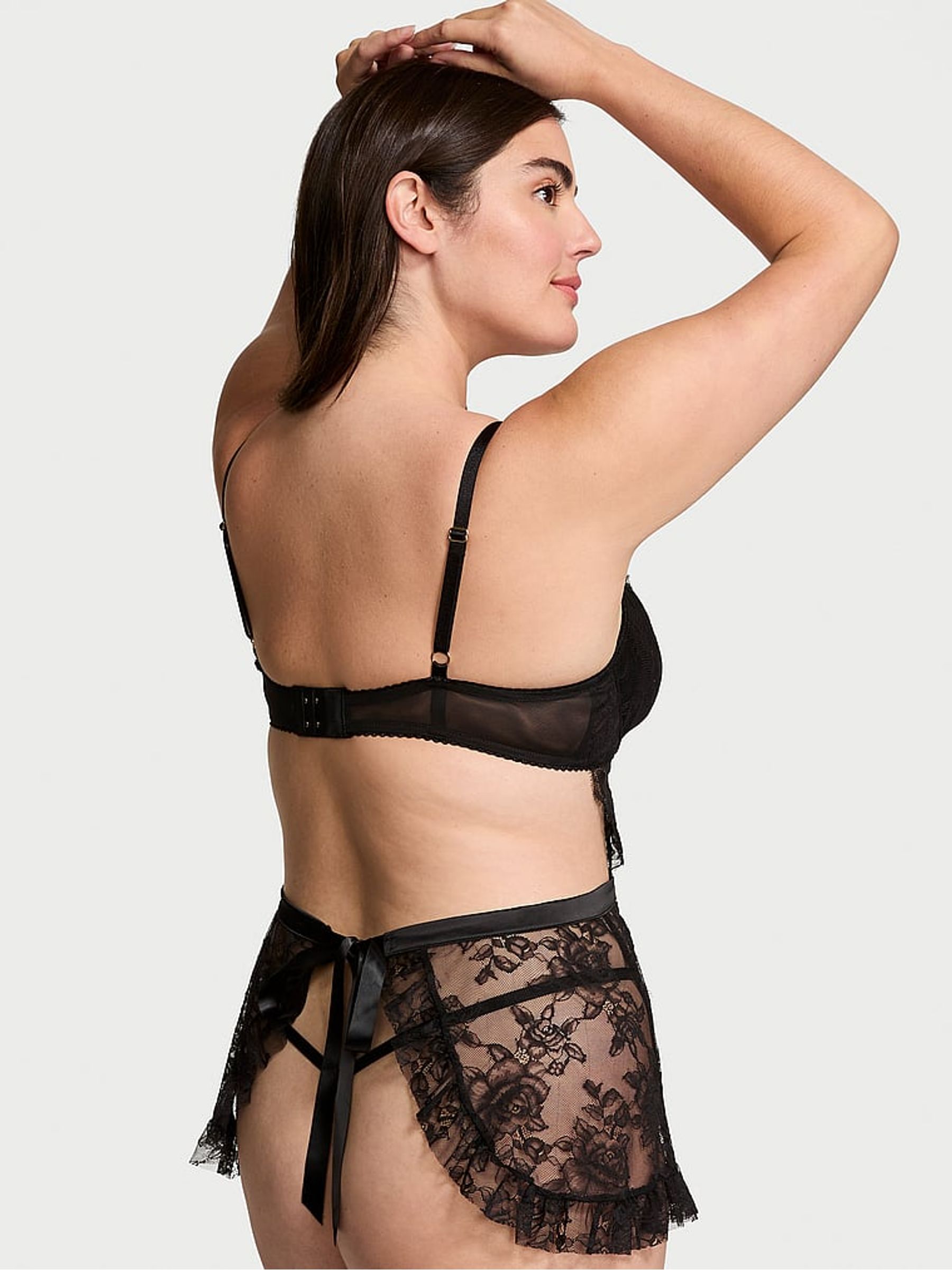 Black Lace Unlined Balcony Babydoll Set - Image 2 of 3