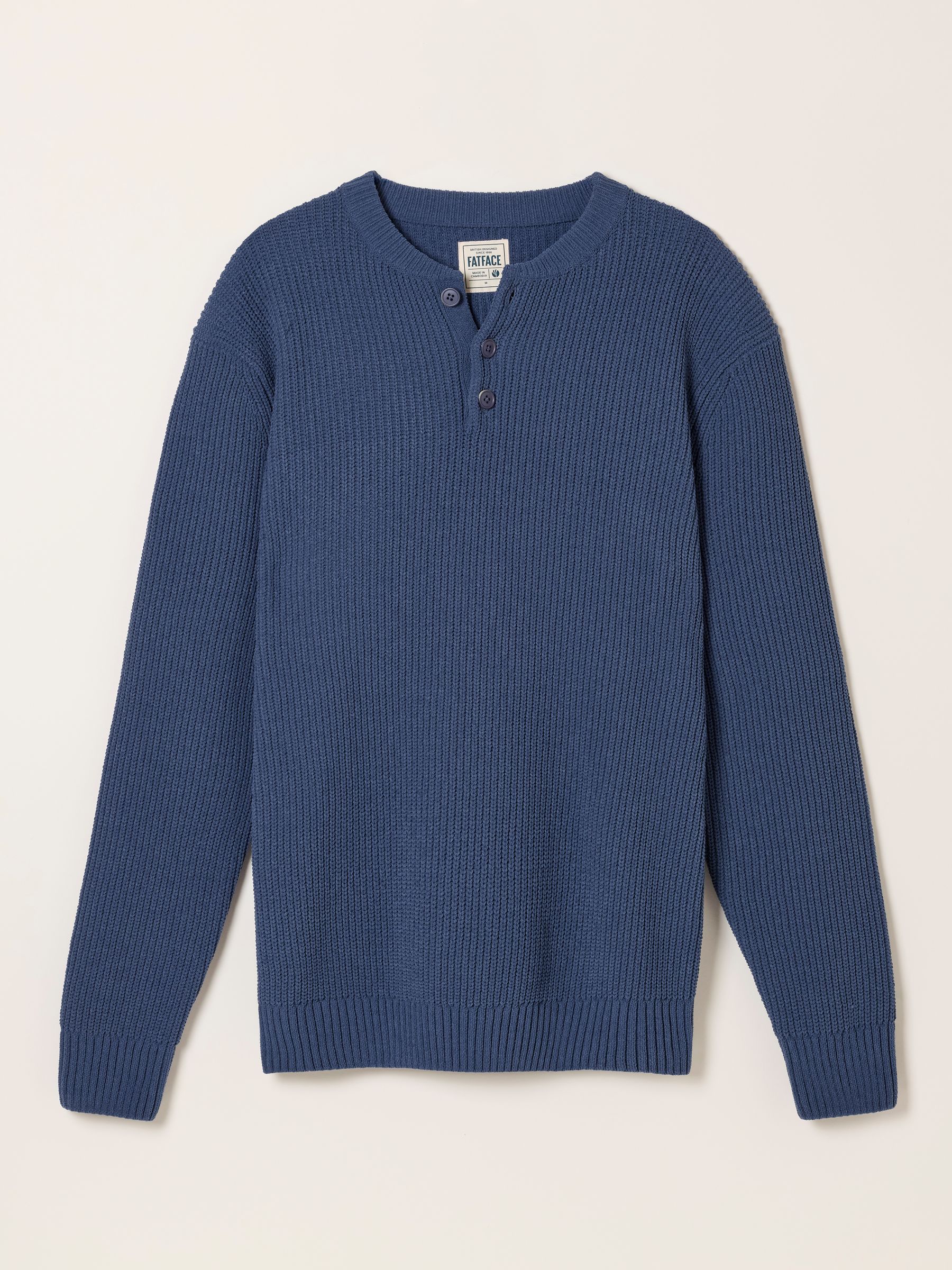 Kelbrook Blue Denim Knitted Henley Jumper - Image 1 of 1