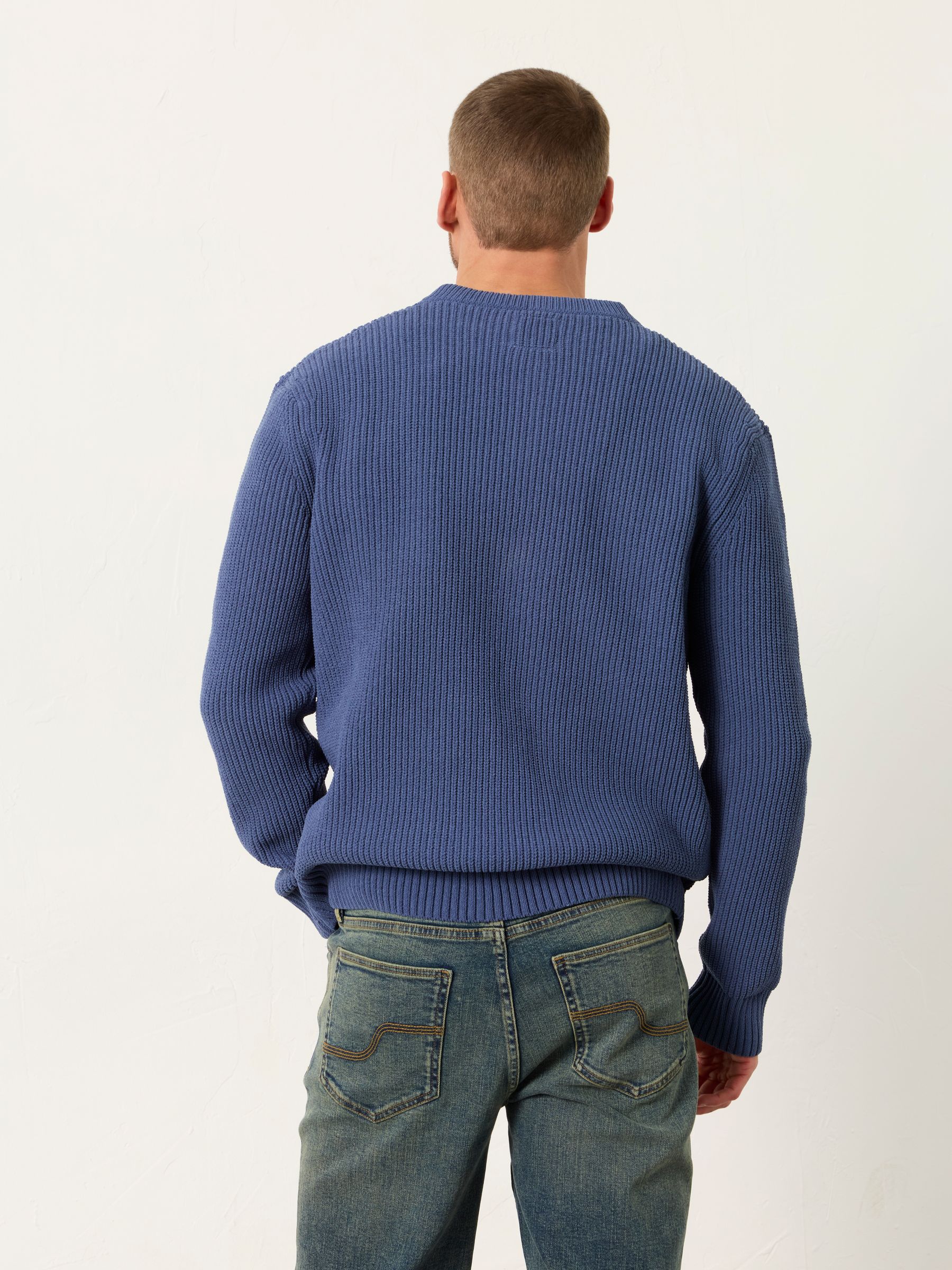 Kelbrook Blue Denim Knitted Henley Jumper - Image 3 of 6