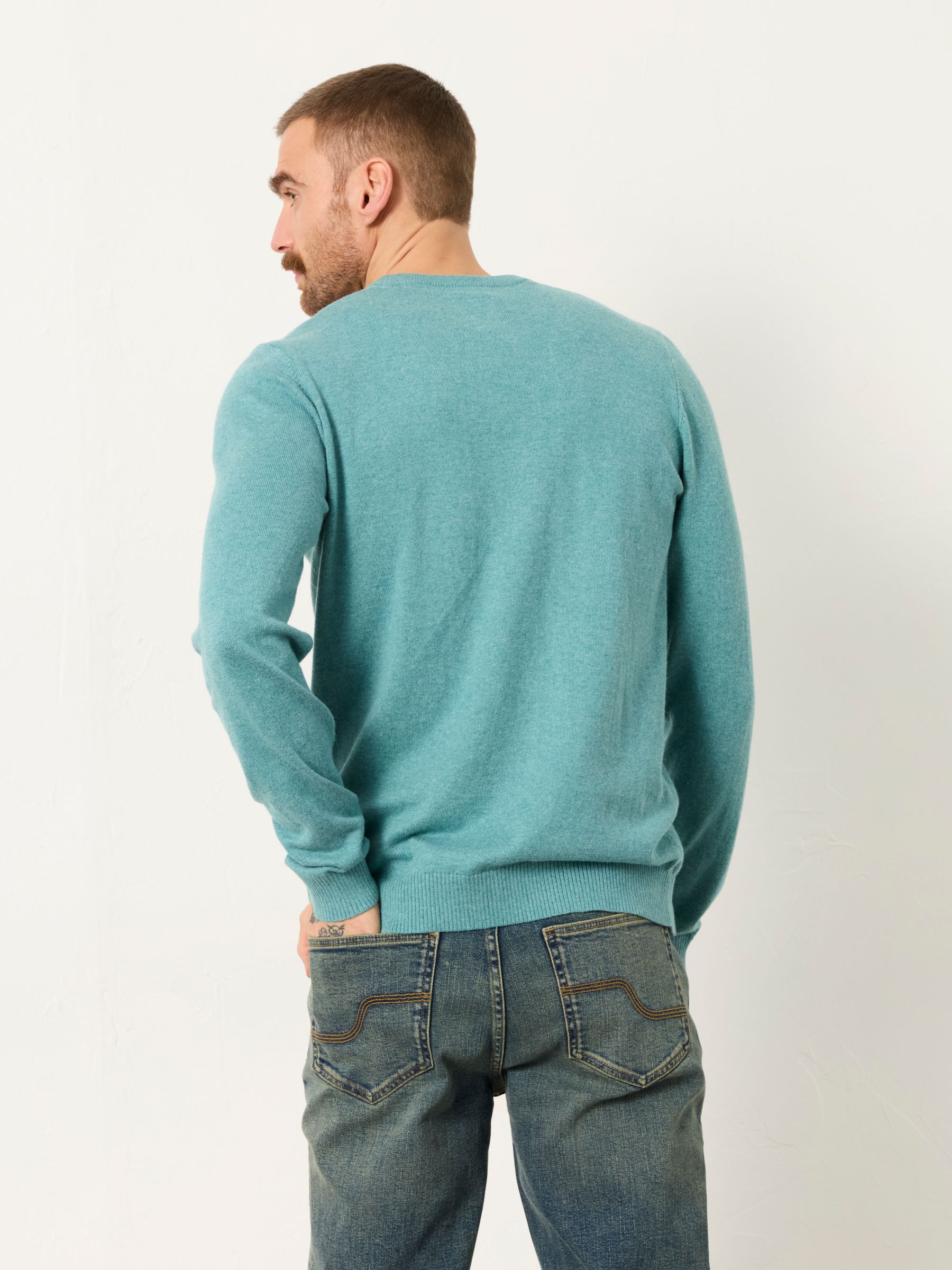 Dusky Green Rye Crew Neck Knitted Jumper - Image 2 of 6