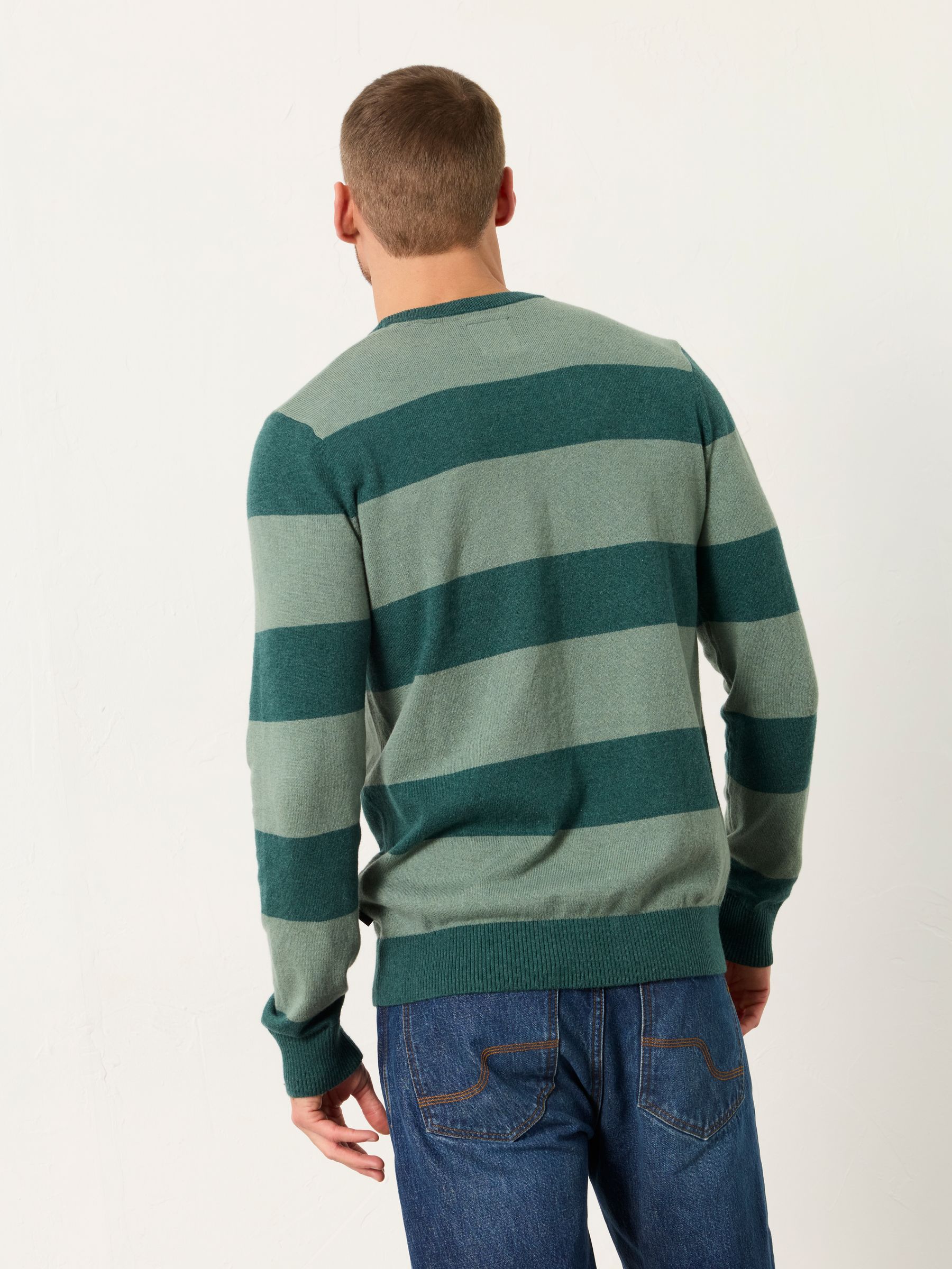 Rye Emerald Green Tonal Stripe Crew Jumper - Image 2 of 6