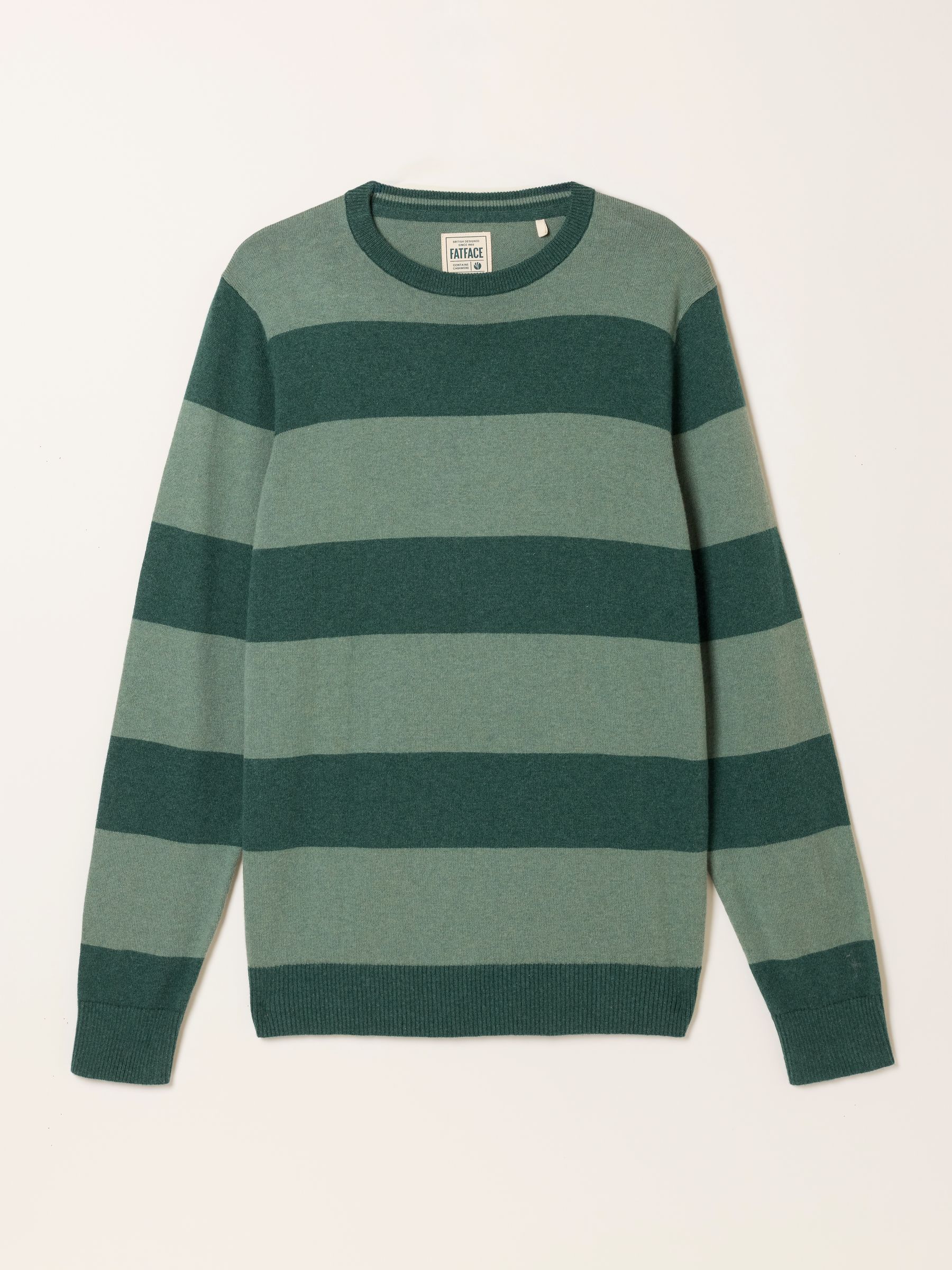 Rye Emerald Green Tonal Stripe Crew Jumper - Image 6 of 6