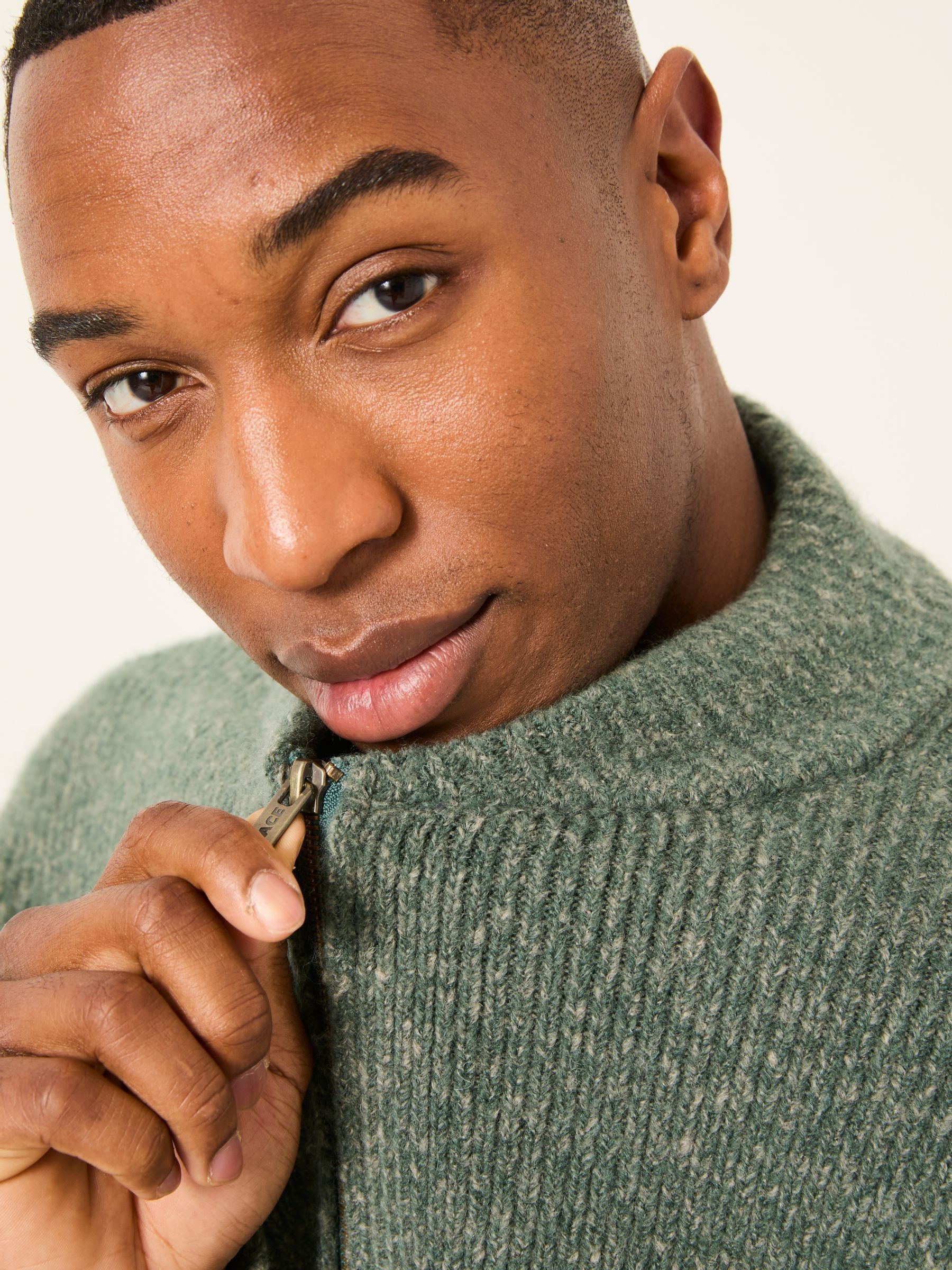 Williton Emerald Green Knitted Zip Cardigan | FatFace USA
