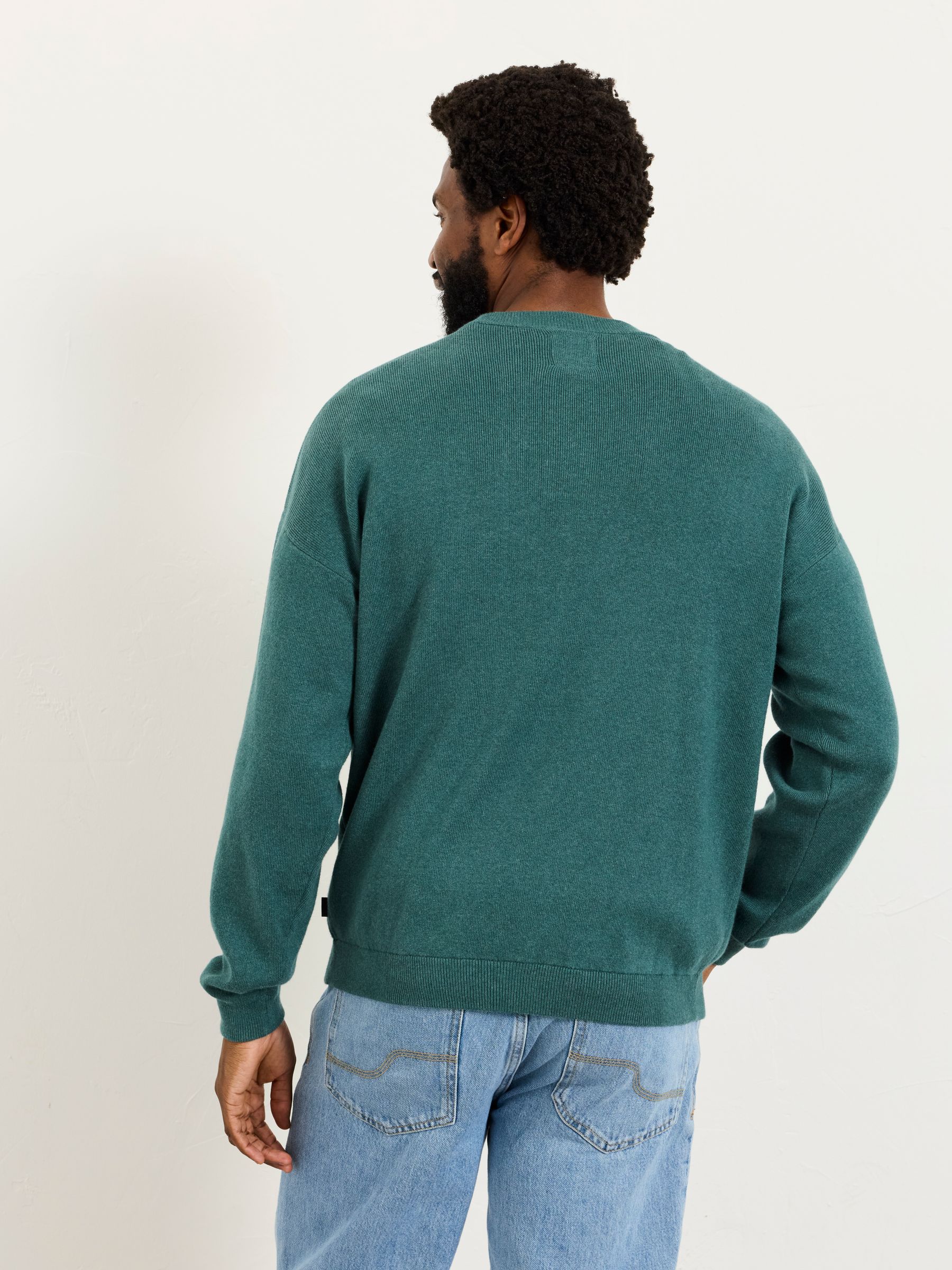 Helston Jade Green Knitted Crew Neck Henley - Image 2 of 6