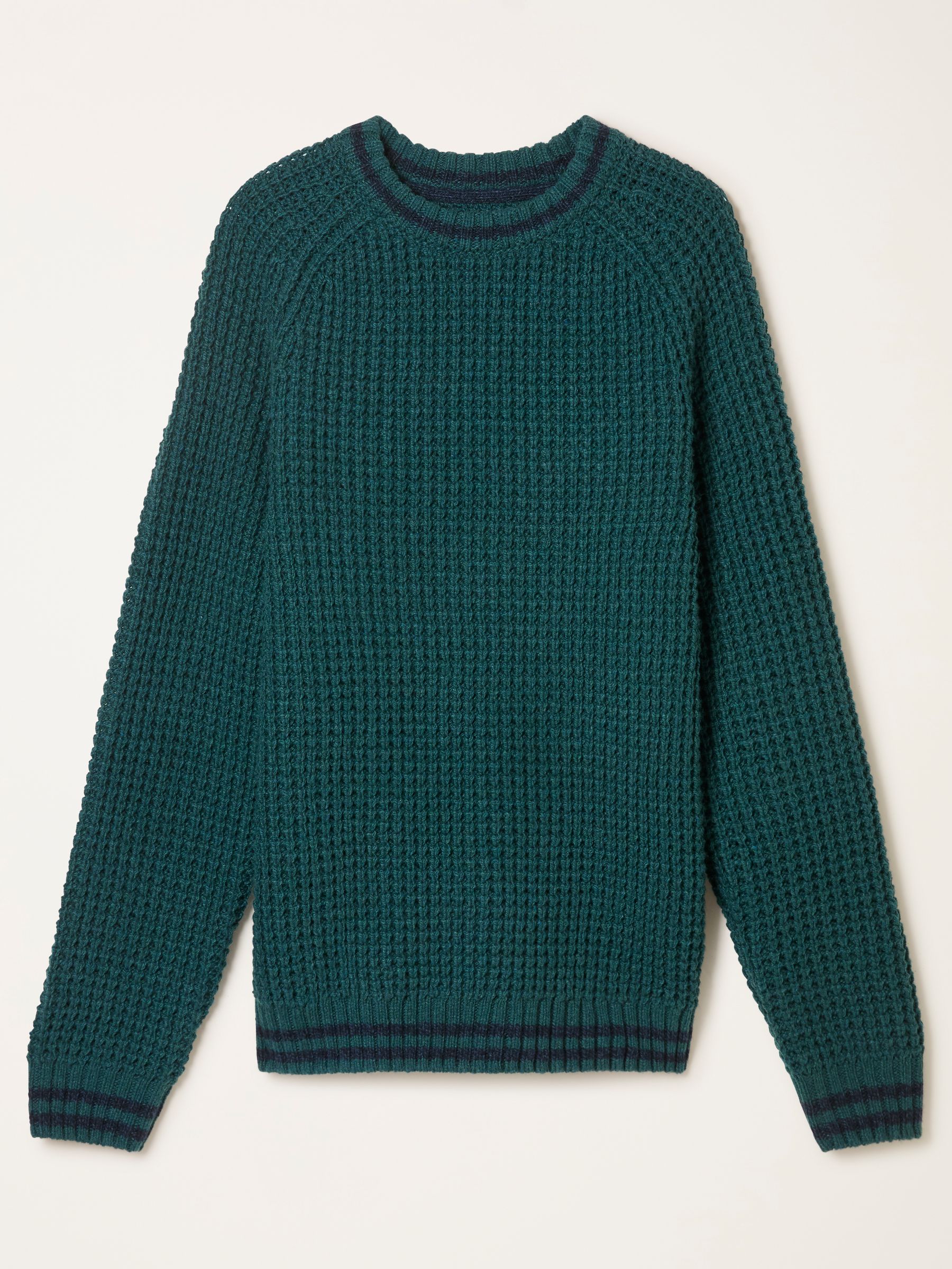 Emerald Green Tipped Crew Neck Knitted Jumper - Image 6 of 6
