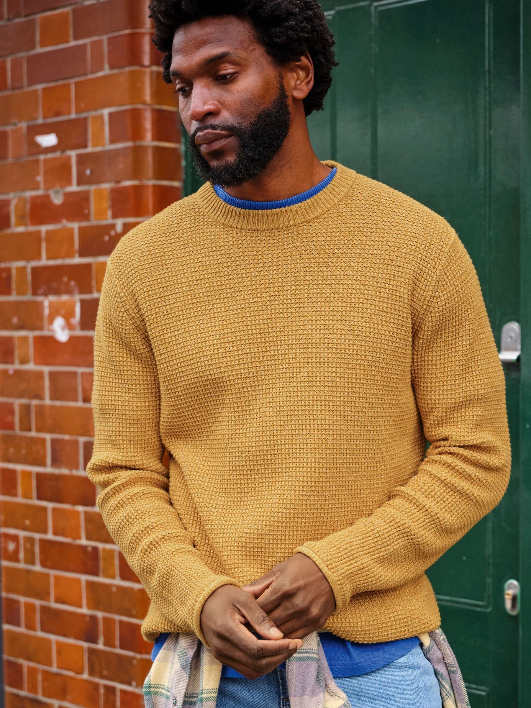 Penrith Yellow Crew Neck Knitted Jumper | FatFace USA
