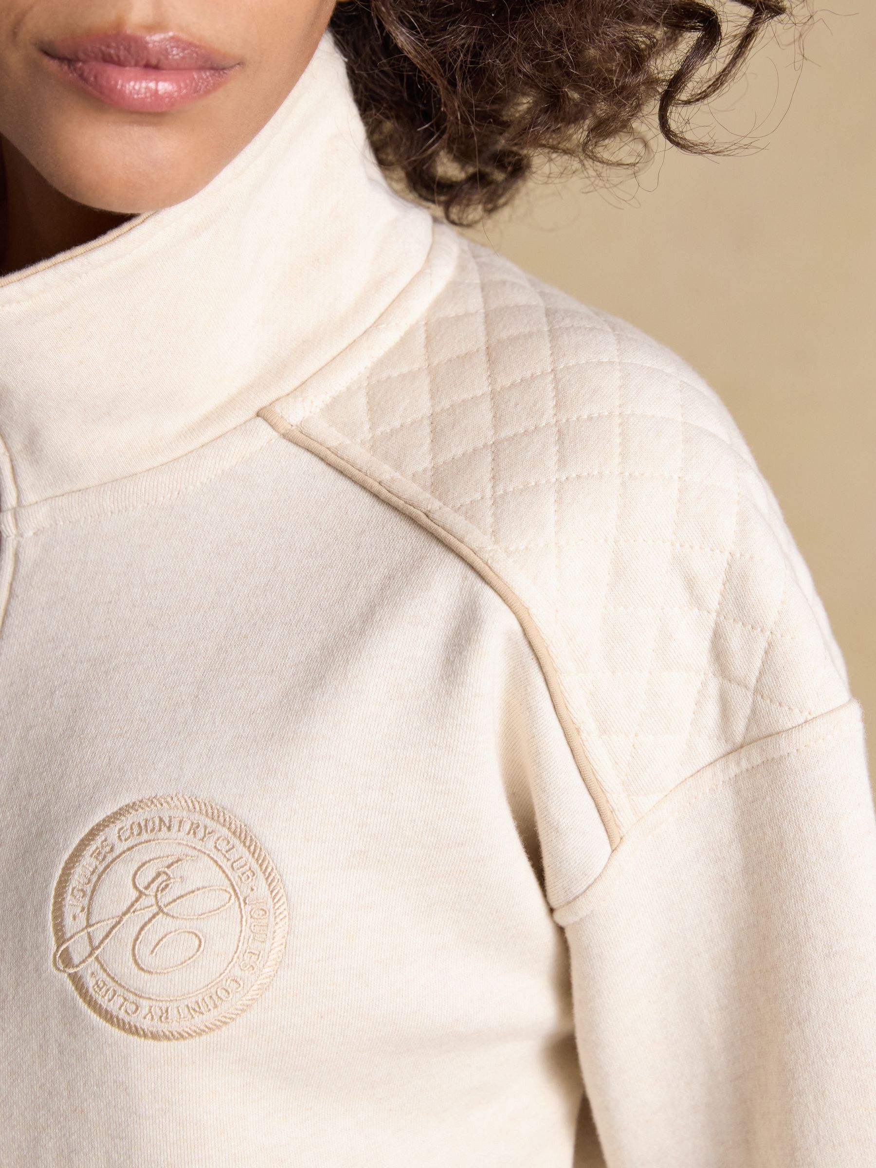 Cream Embroidered Quarter Zip Sweatshirt - Image 10 of 11