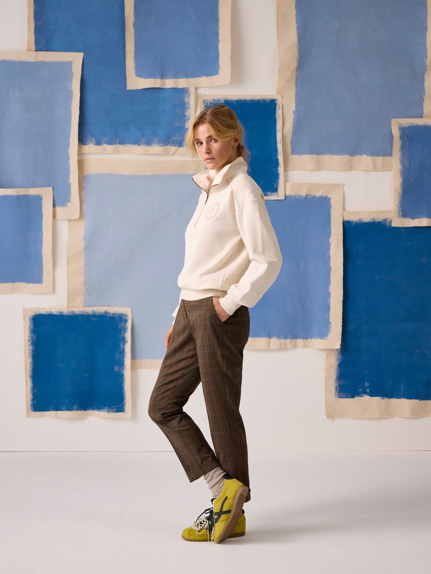 Cream Embroidered Quarter Zip Sweatshirt - Image 2 of 11