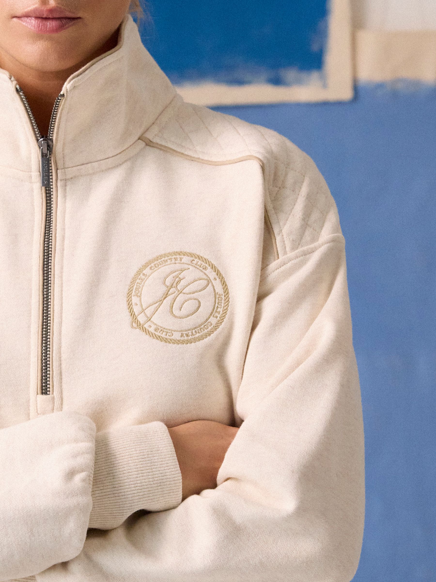 Cream Embroidered Quarter Zip Sweatshirt - Image 3 of 11