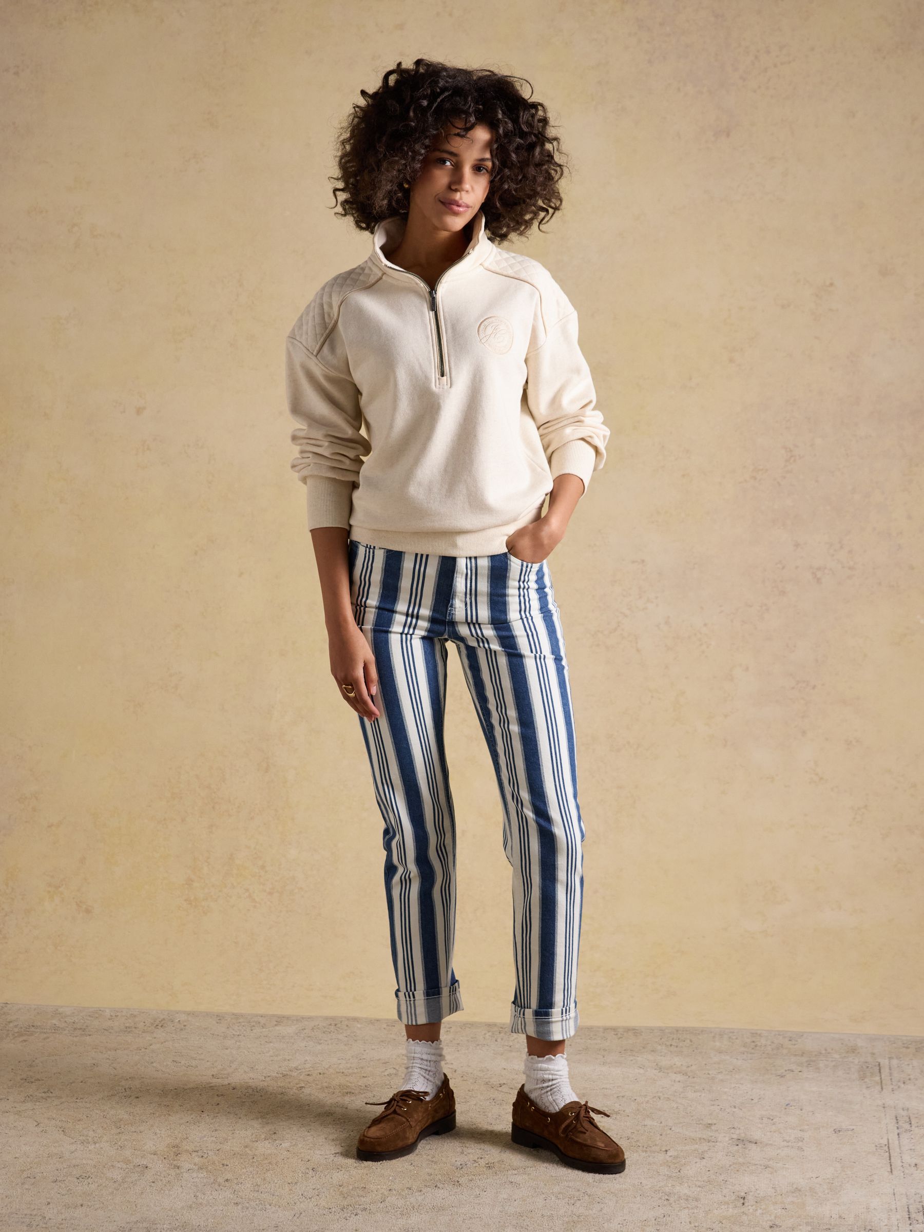 Cream Embroidered Quarter Zip Sweatshirt - Image 9 of 11