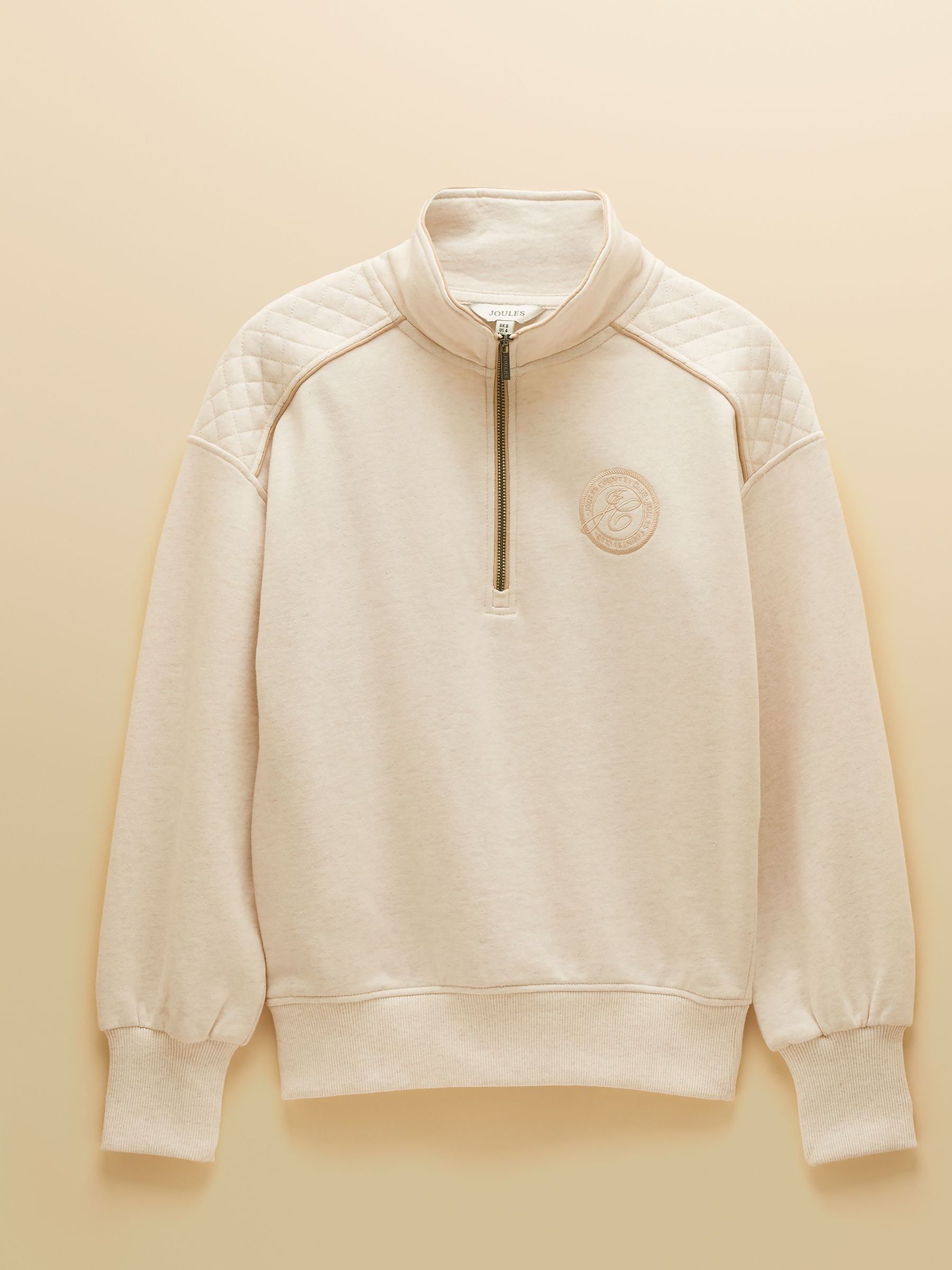 Cream Embroidered Quarter Zip Sweatshirt - Image 9 of 9