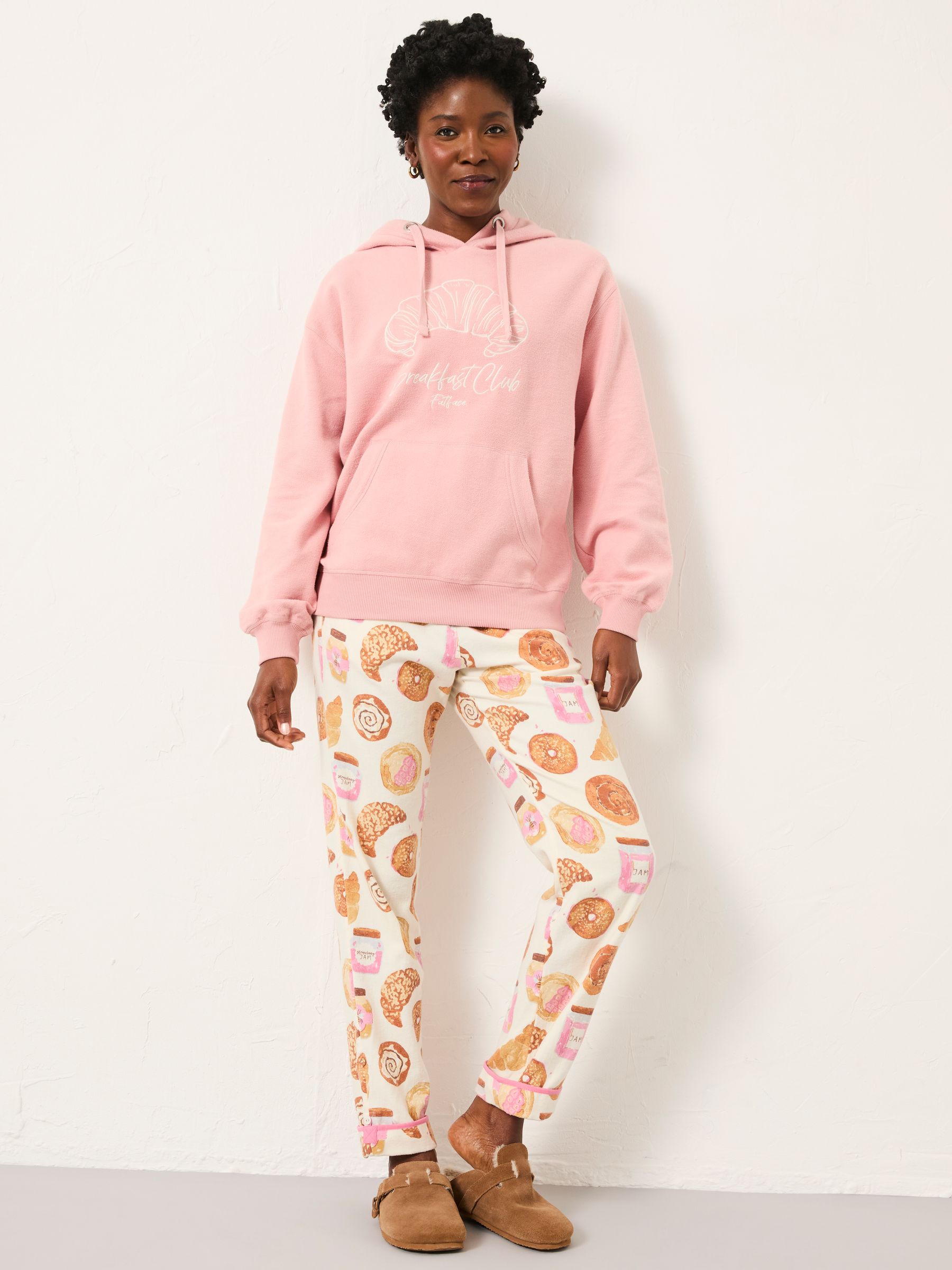 Imogen Pink Breakfast In Bed Graphic Overhead Hoodie | FatFace USA