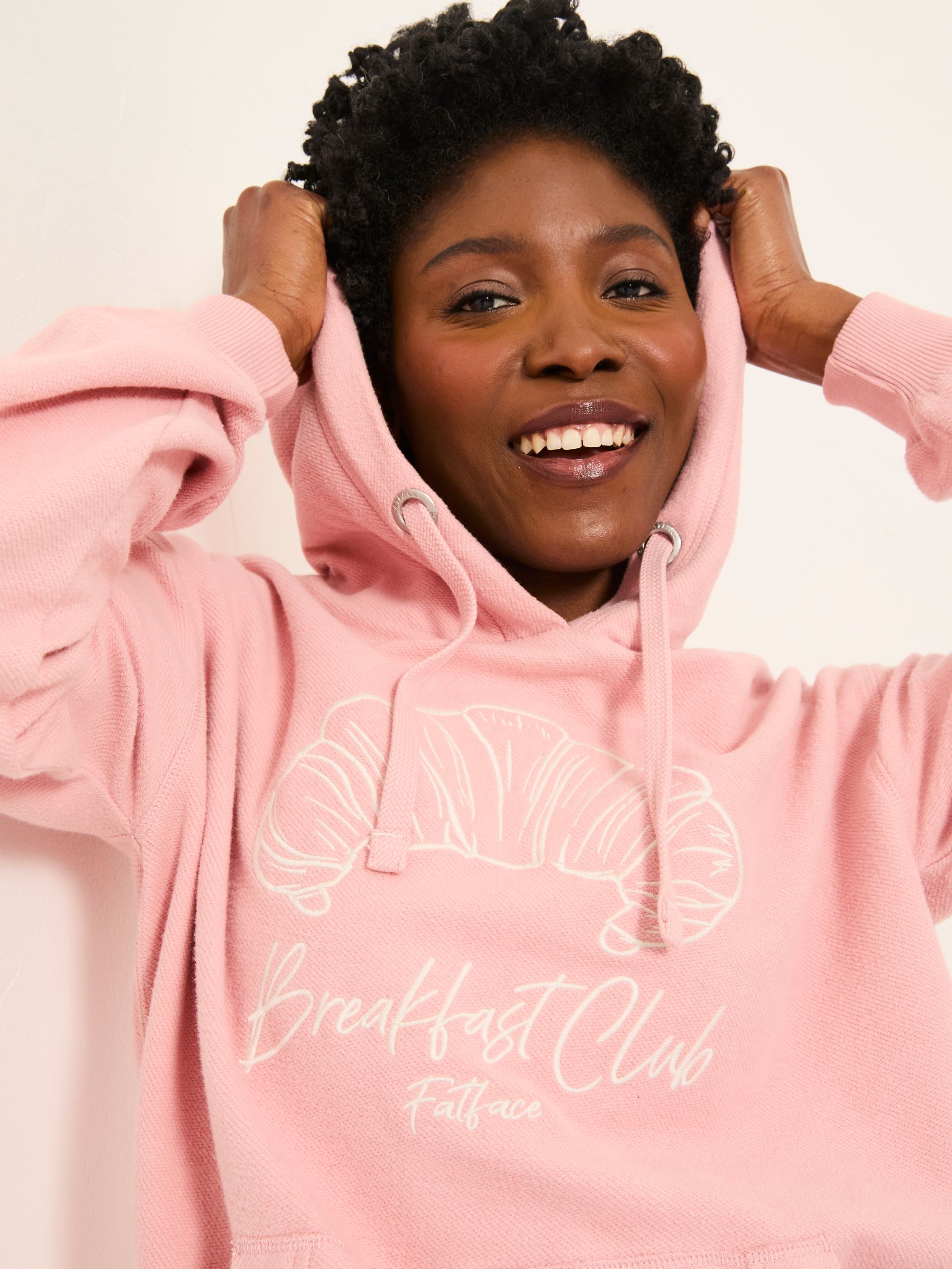 Imogen Pink Breakfast In Bed Graphic Overhead Hoodie | FatFace USA