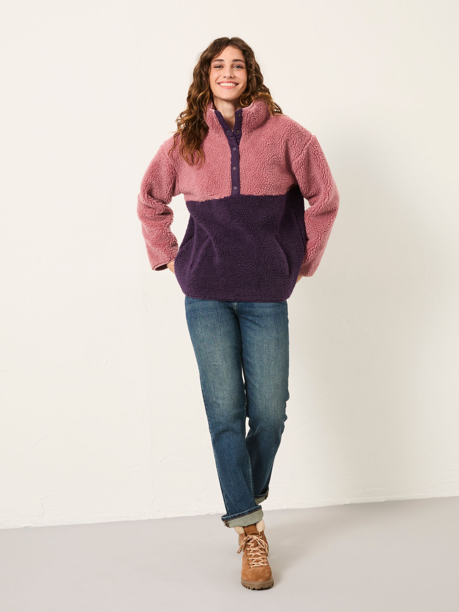 Zoe Purple/Pink Colour Block Fleece - Image 1 of 5