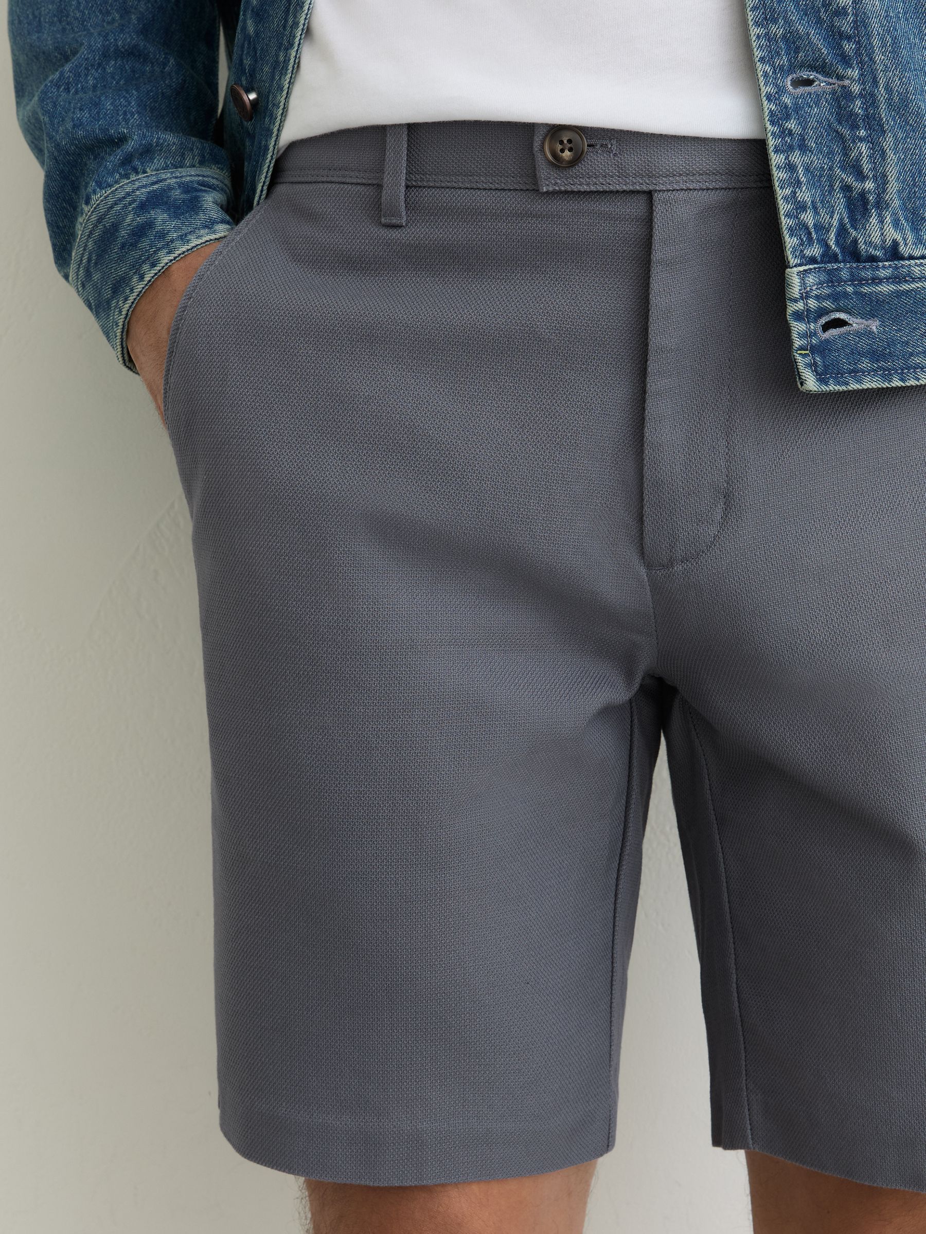 Cotton-Pique Shorts in Airforce Blue - image 2