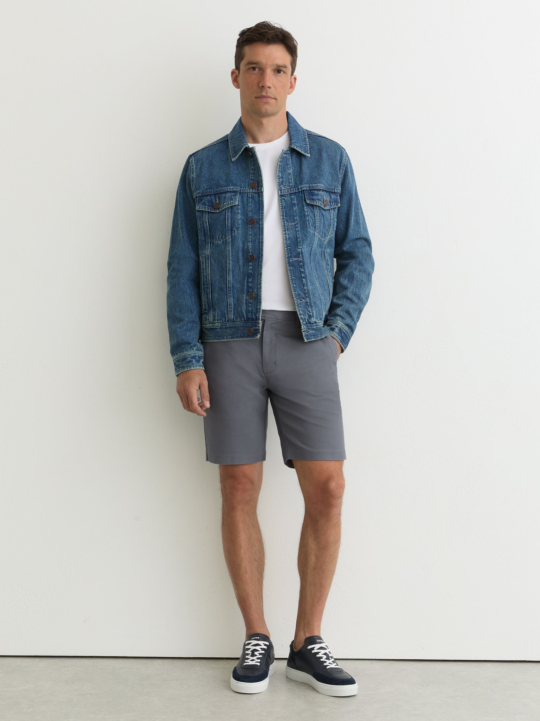 Cotton-Piqué Shorts in Airforce Blue - Image 3 of 6
