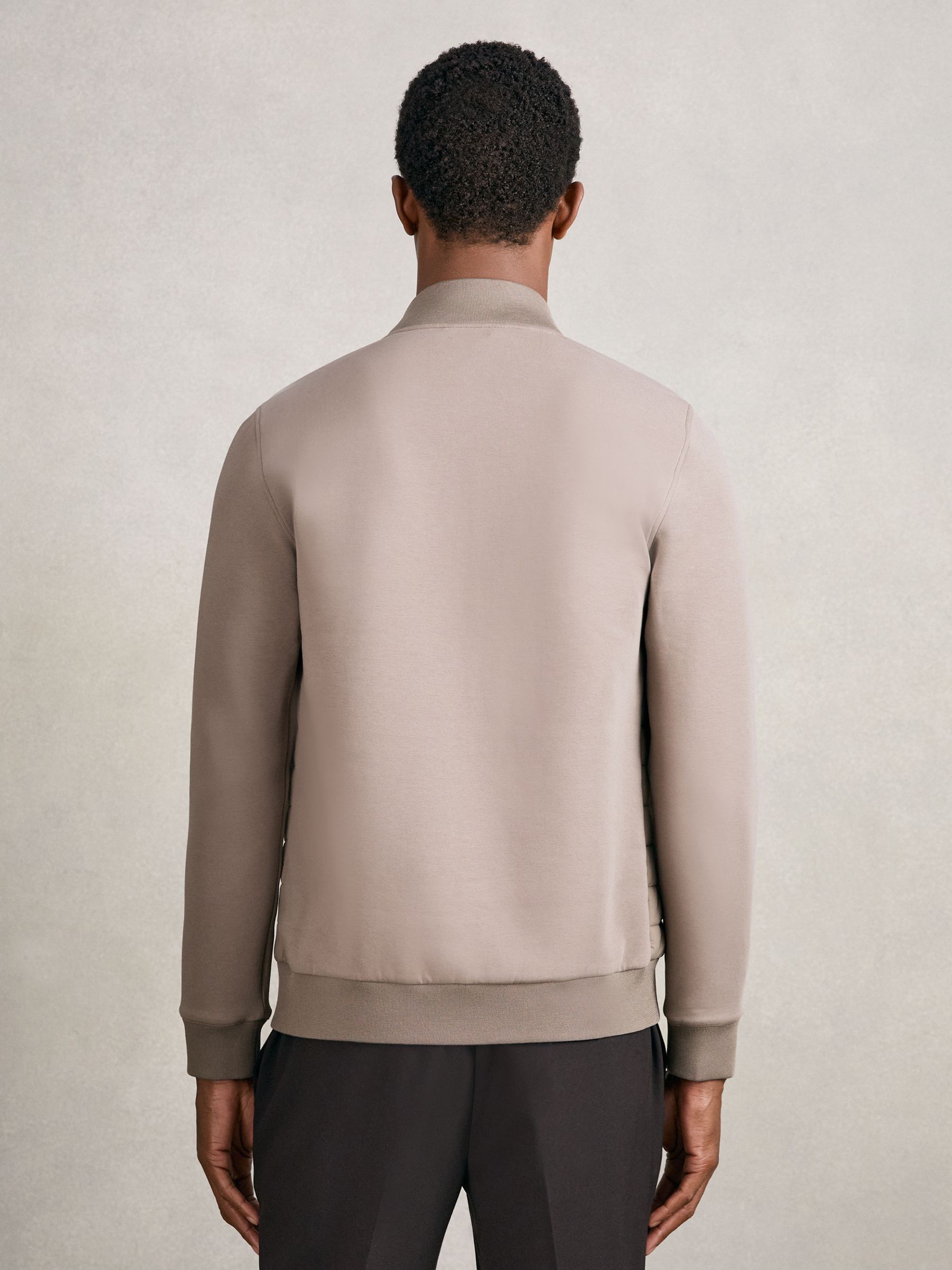Interlock Hybrid Funnel-Neck Jacket in Taupe Brown - image 5