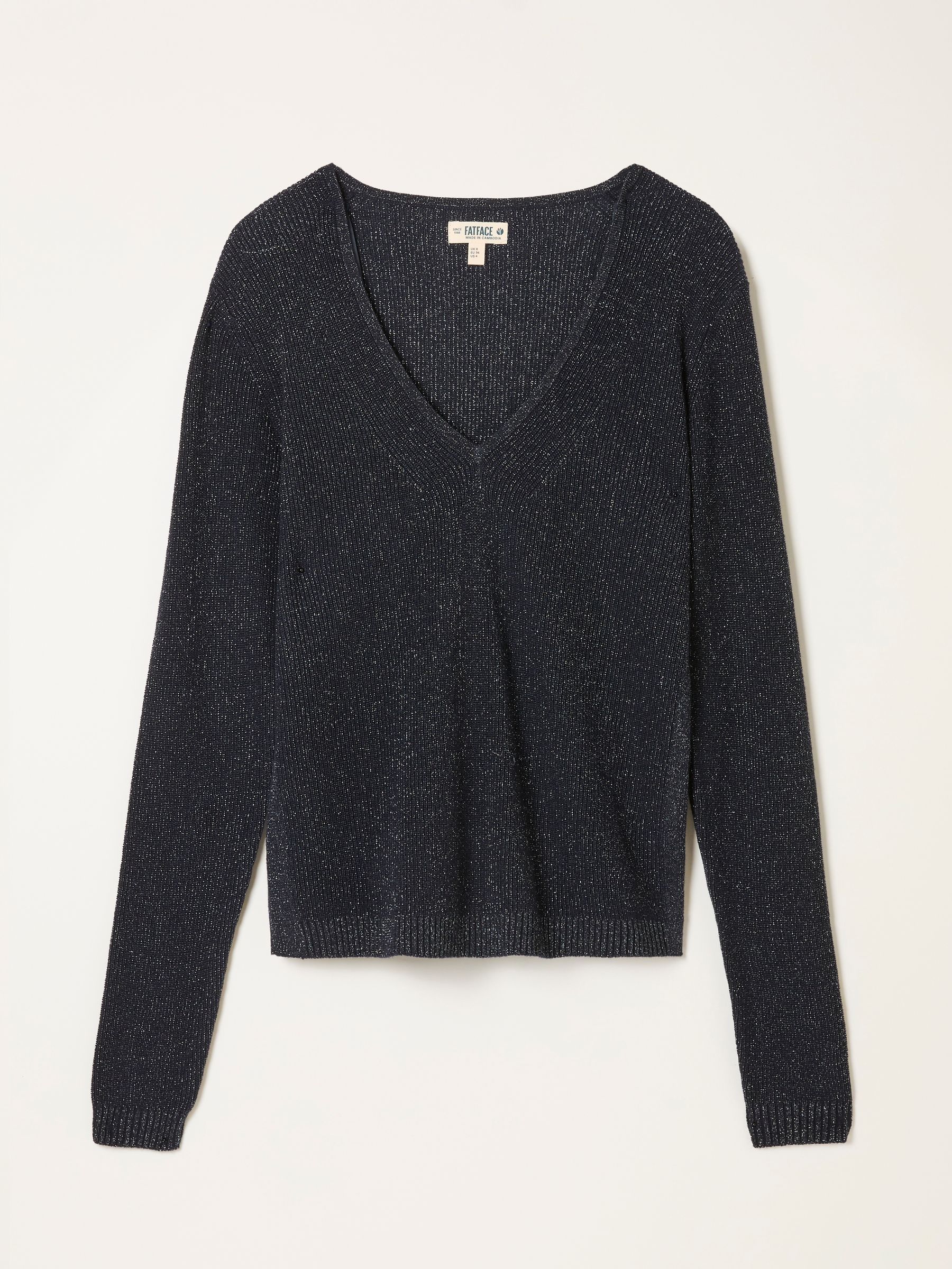 Ada Navy Sparkle V Neck Knitted Jumper - Image 5 of 5