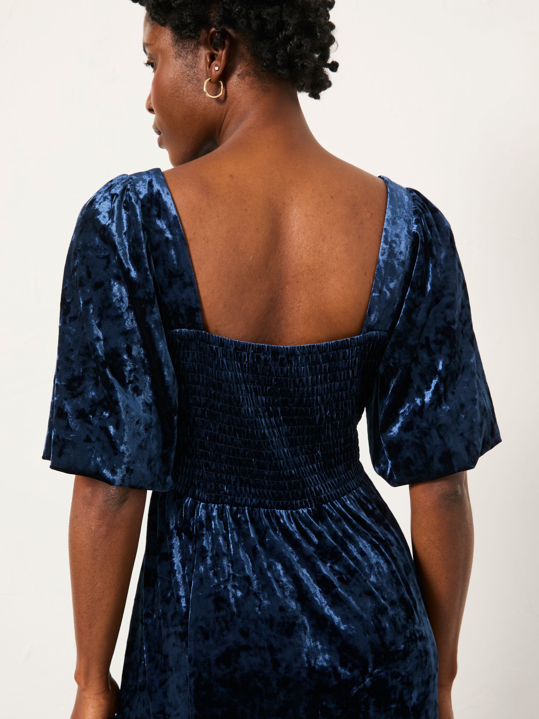 Isla Indigo Blue Regular Velvet Midi Dress - Image 2 of 6