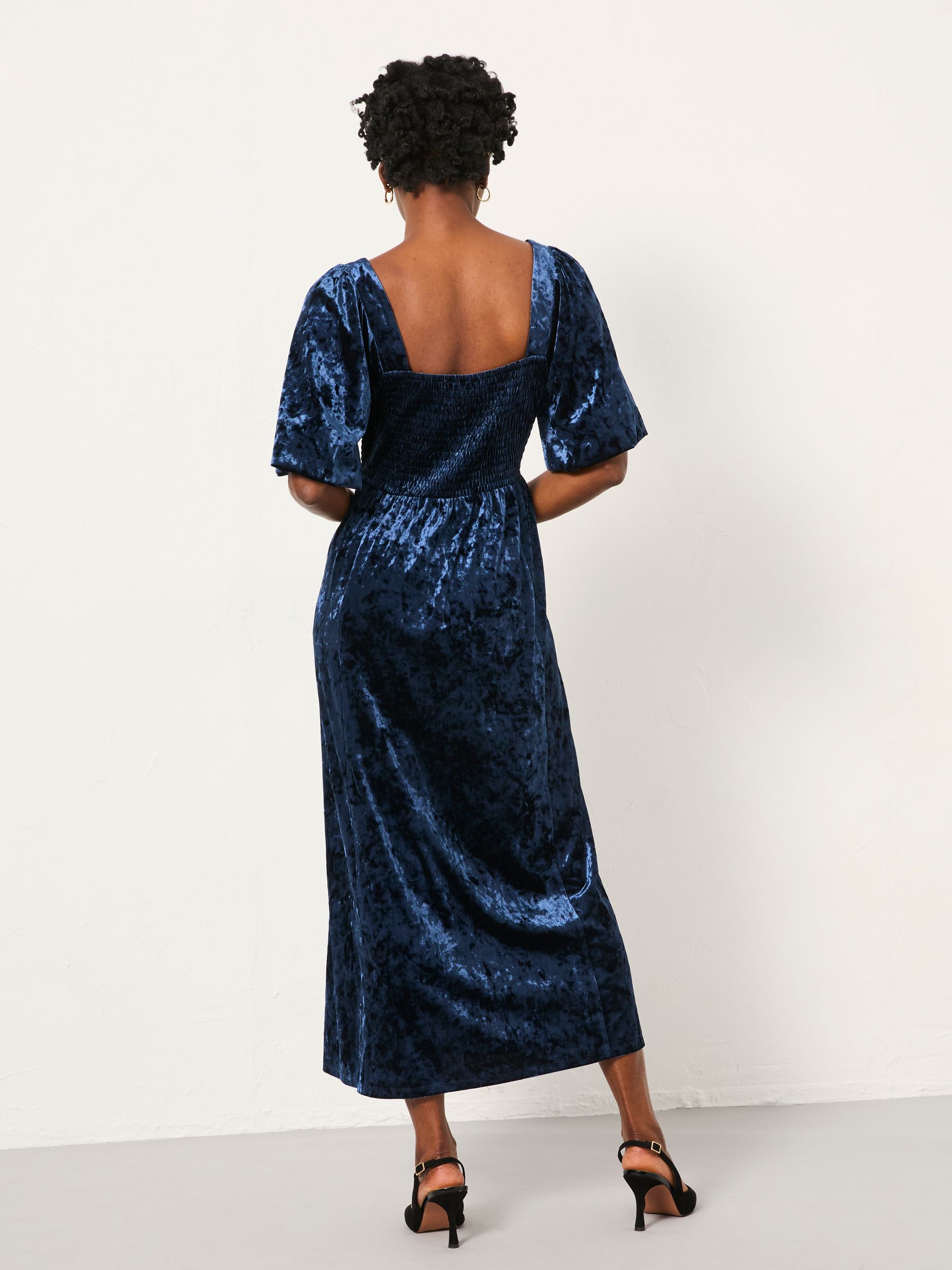 Isla Indigo Blue Regular Velvet Midi Dress - Image 5 of 6