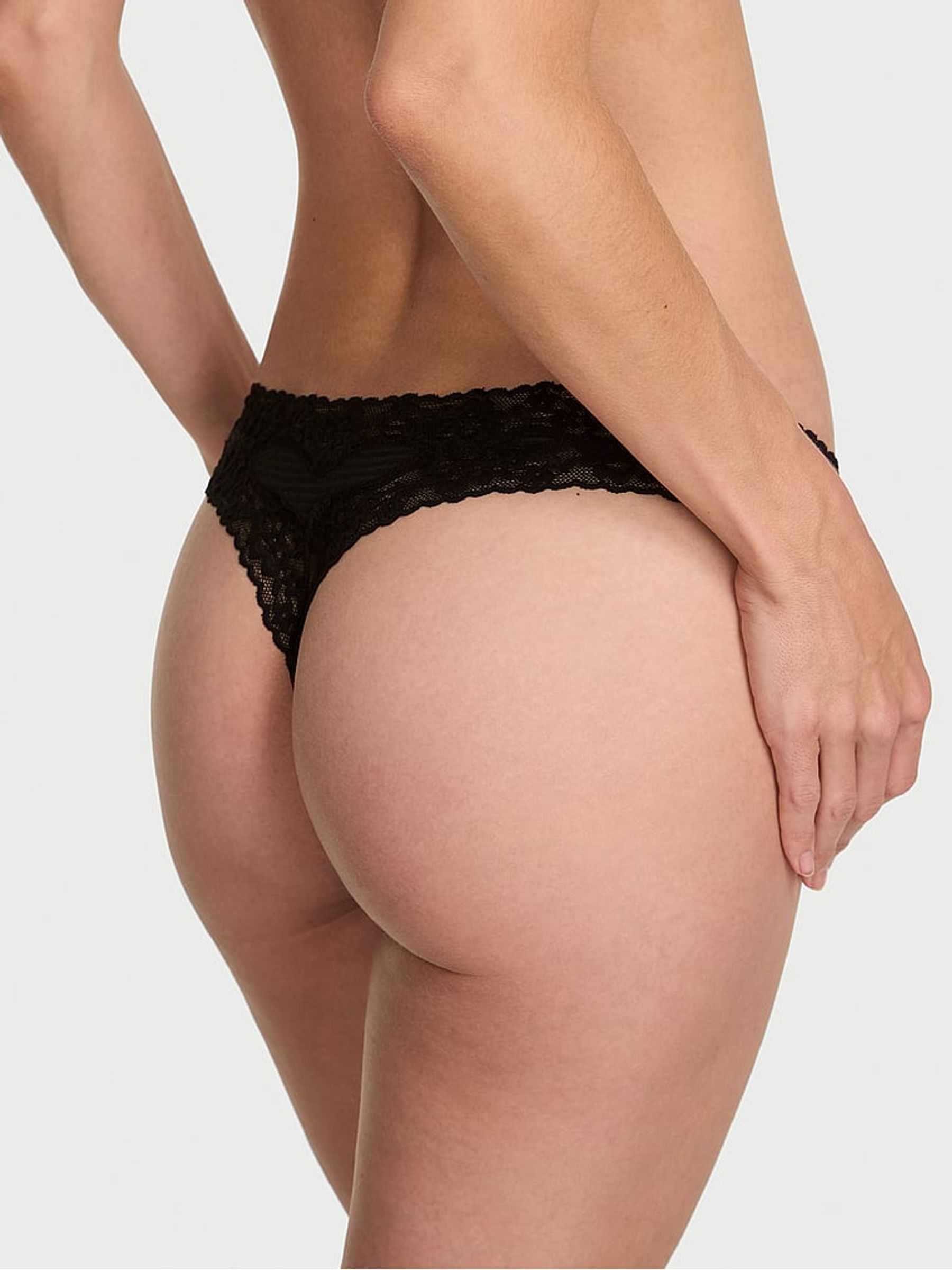 Black Thong Lace Waist Knickers - Image 2 of 2