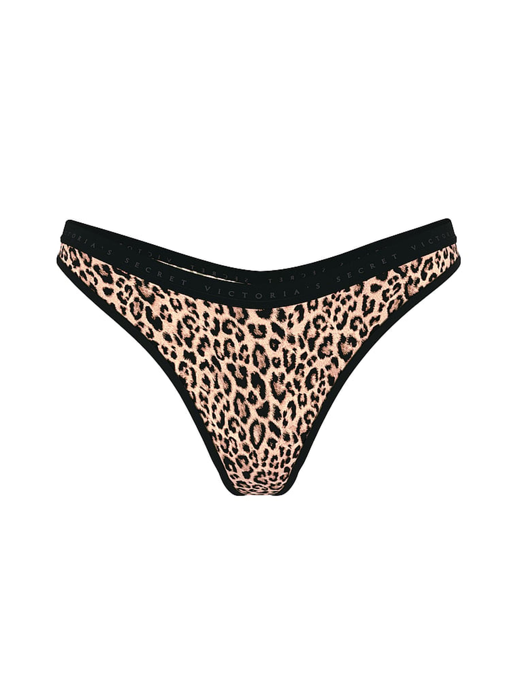Natural Leopard Black Thong Knickers - Image 3 of 3