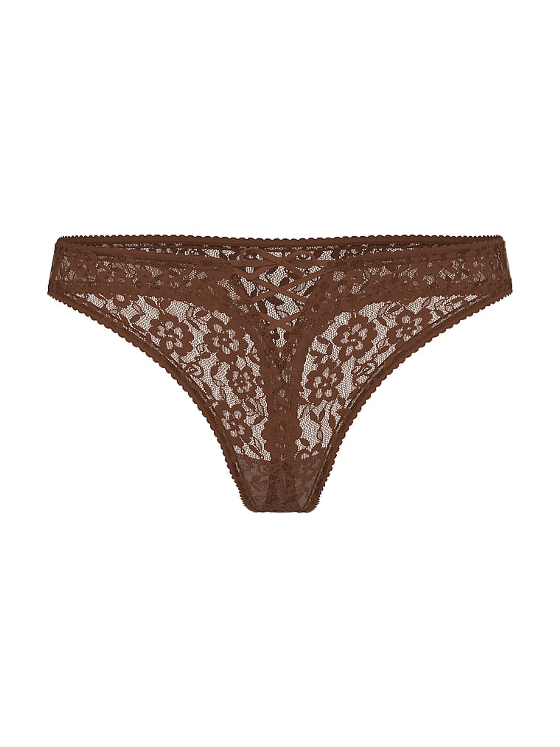 Ganache Nude Thong Lace Up Knickers - Image 4 of 5