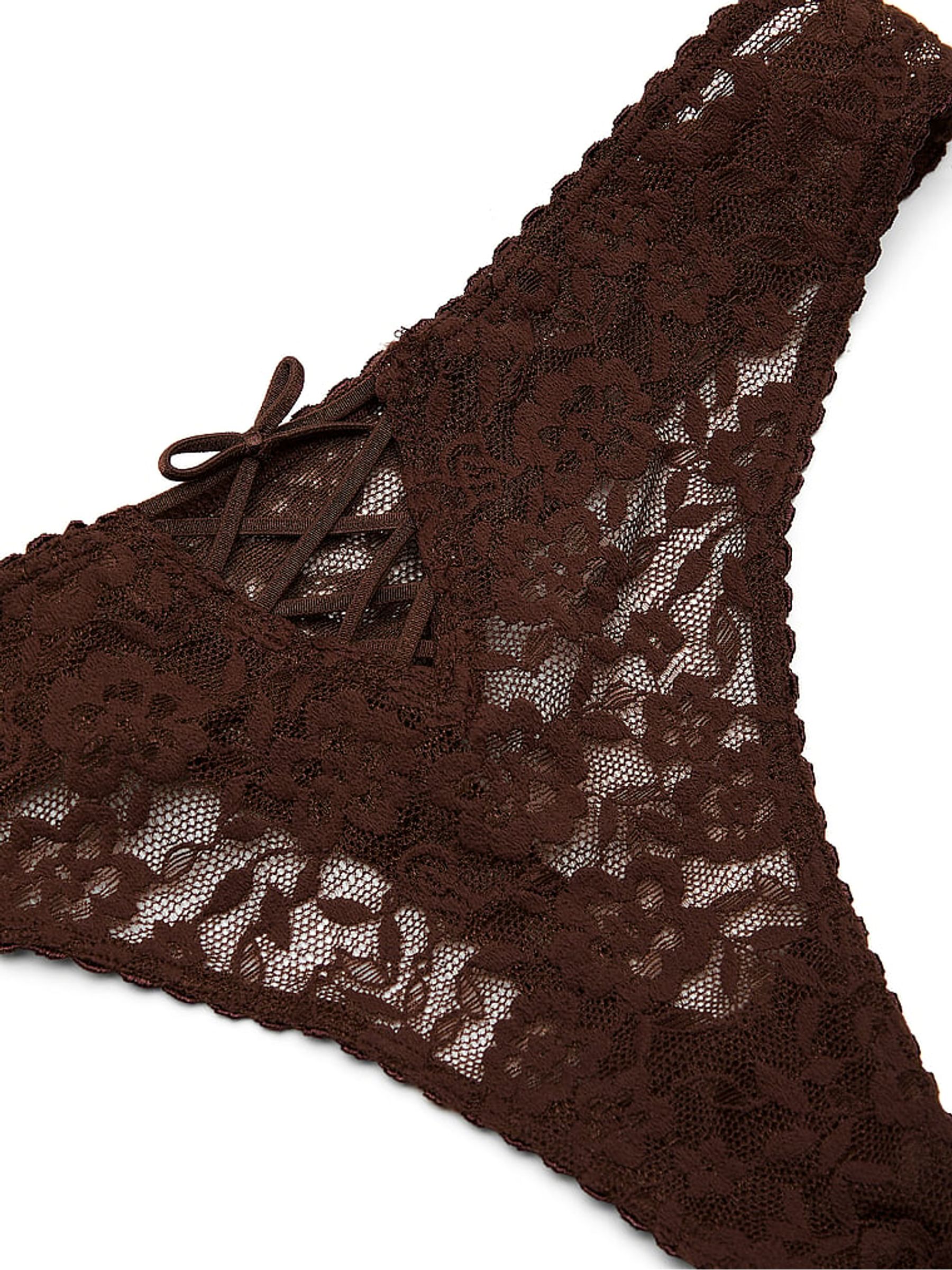 Ganache Nude Thong Lace Up Knickers - Image 5 of 5