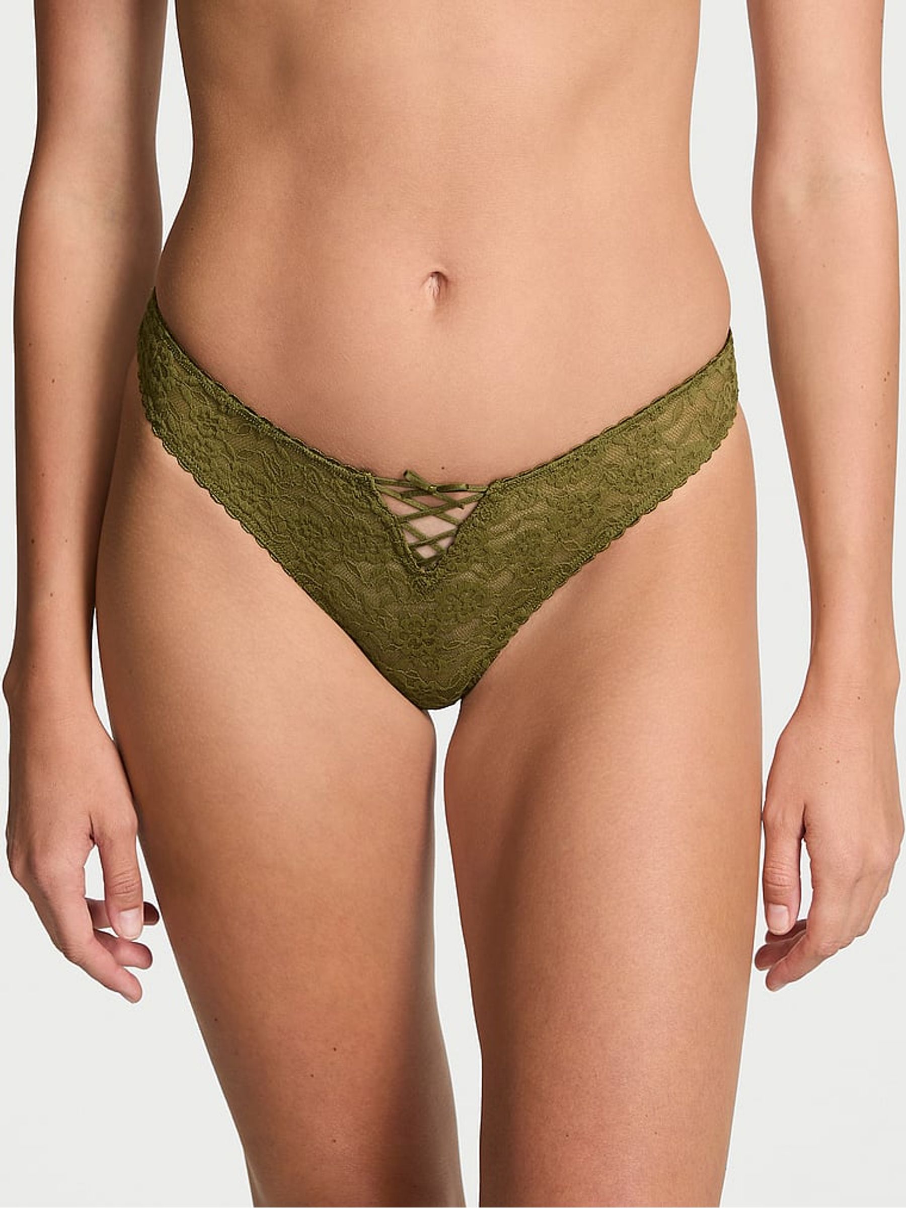 Green Chameleon Thong Lace Up Knickers - Image 1 of 4