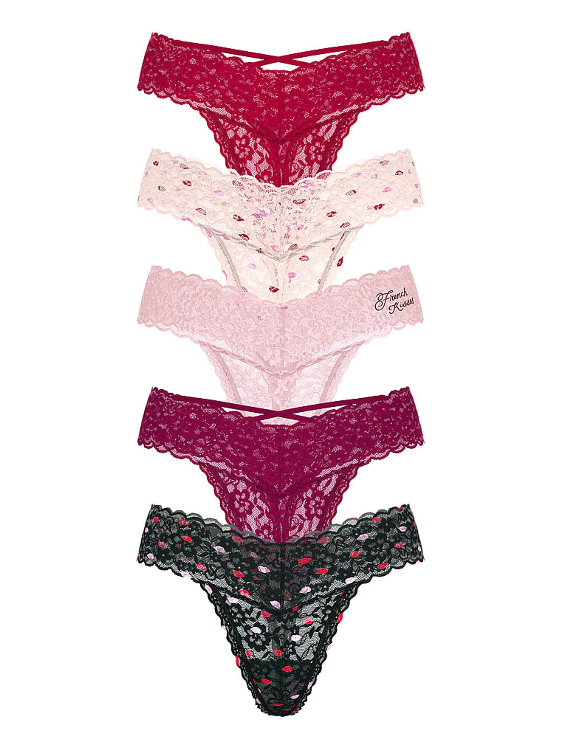 Red/Black/Pink/Purple Thong 5 Pack Knickers - Image 1 of 2