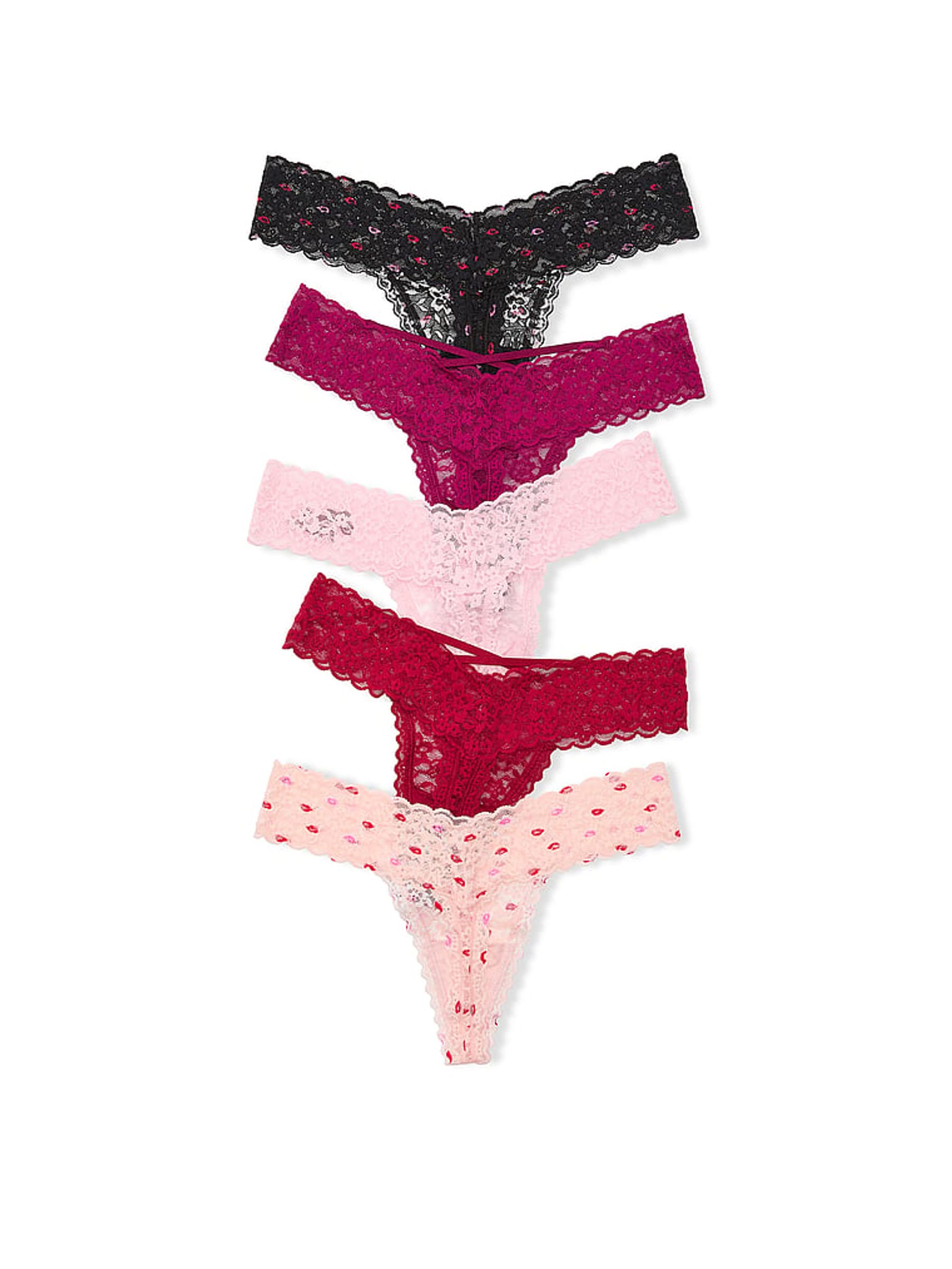 Red/Black/Pink/Purple Thong 5 Pack Knickers - Image 2 of 2