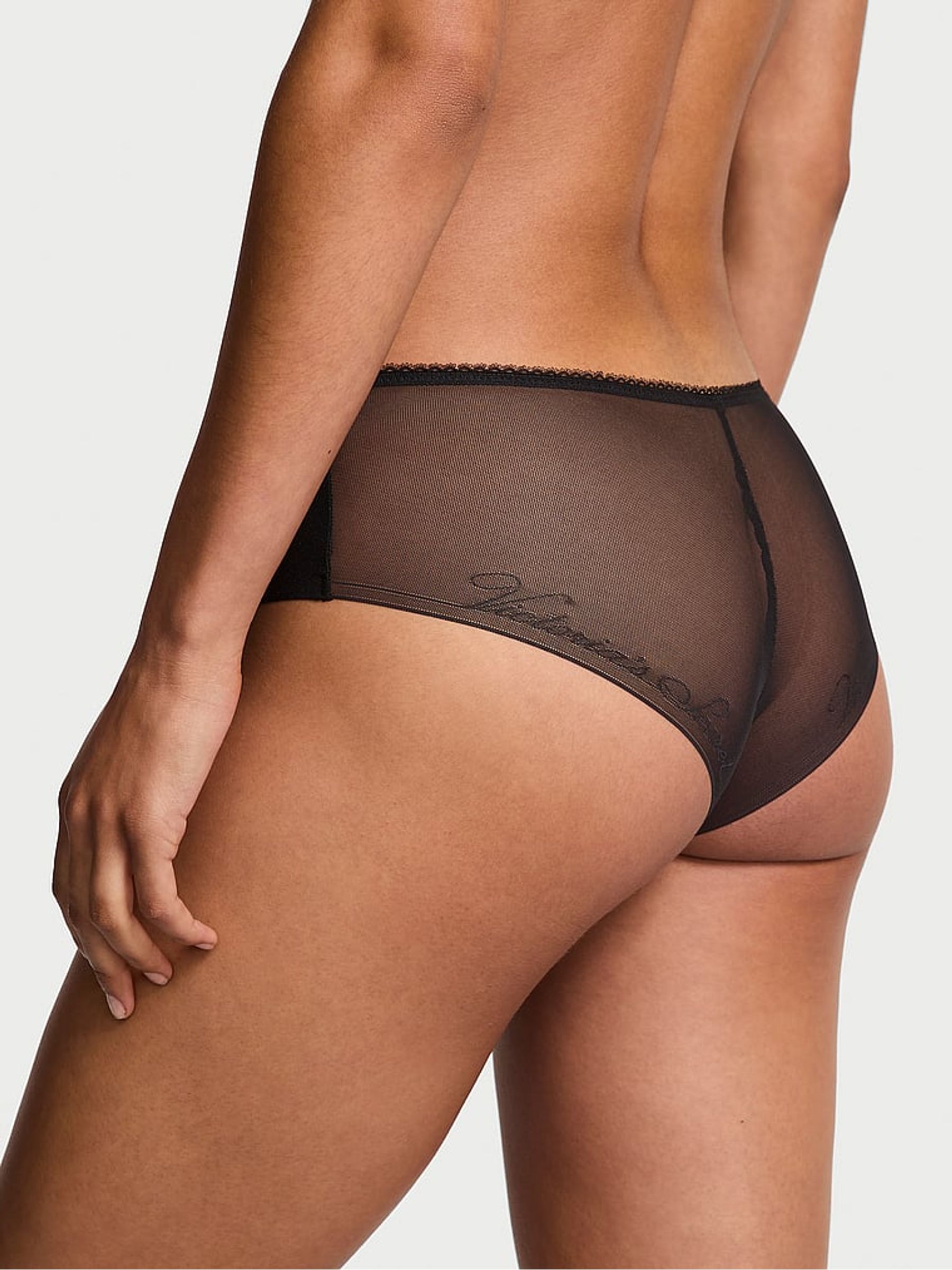 Black Cheeky Sheer Logo Knickers - Image 2 of 2