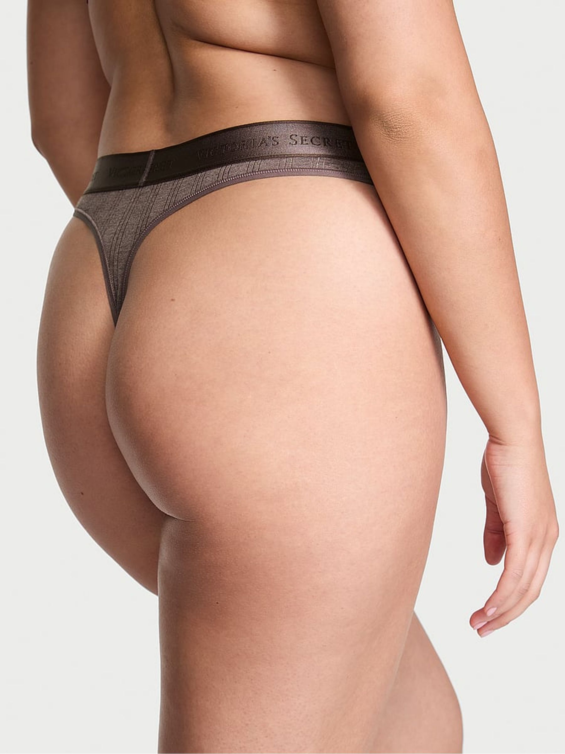 Cocoa Blush Heather Nude Thong Modal Logo Knickers - Image 2 of 3