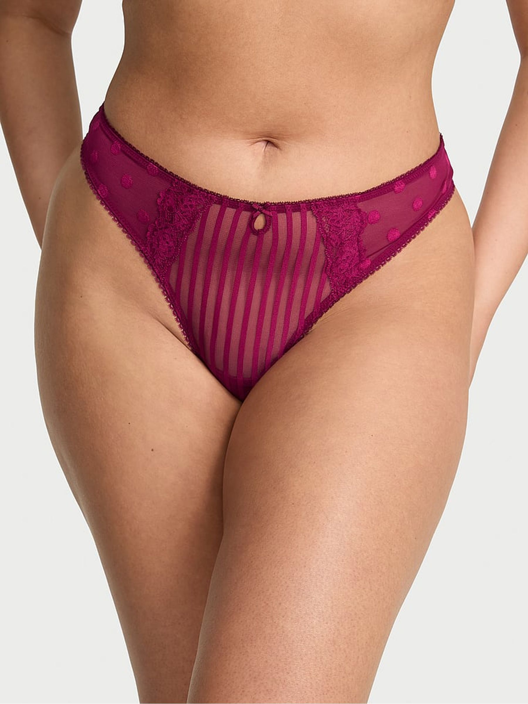 Fresh Jam Purple Thong Sheer Knickers - Image 1 of 4