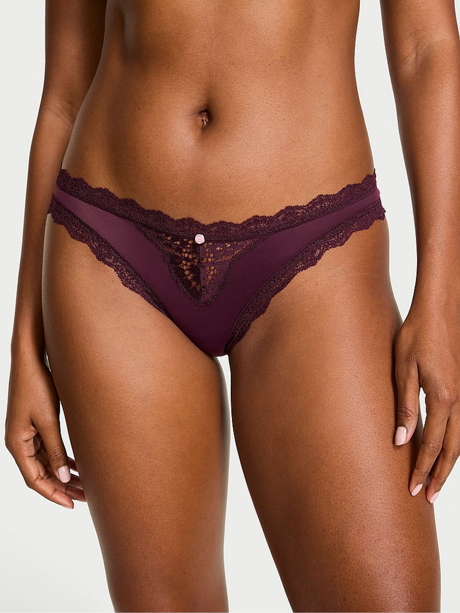 Winter Wine Red Lace Trim Bikini Knickers - Image 1 of 3