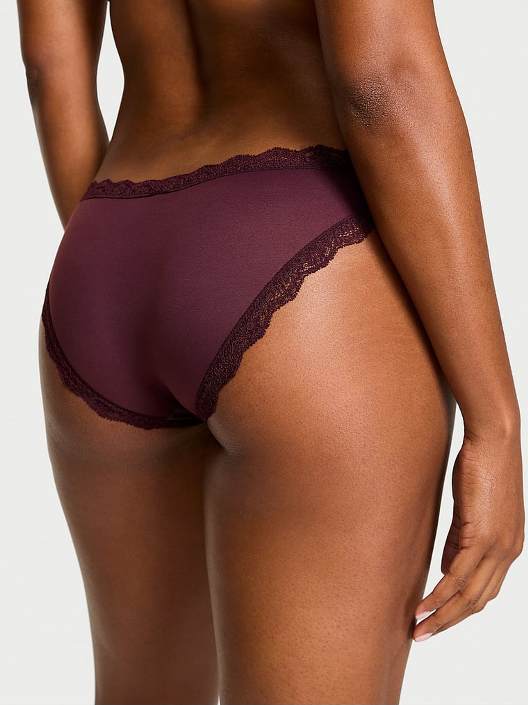 Winter Wine Red Lace Trim Bikini Knickers - Image 2 of 3