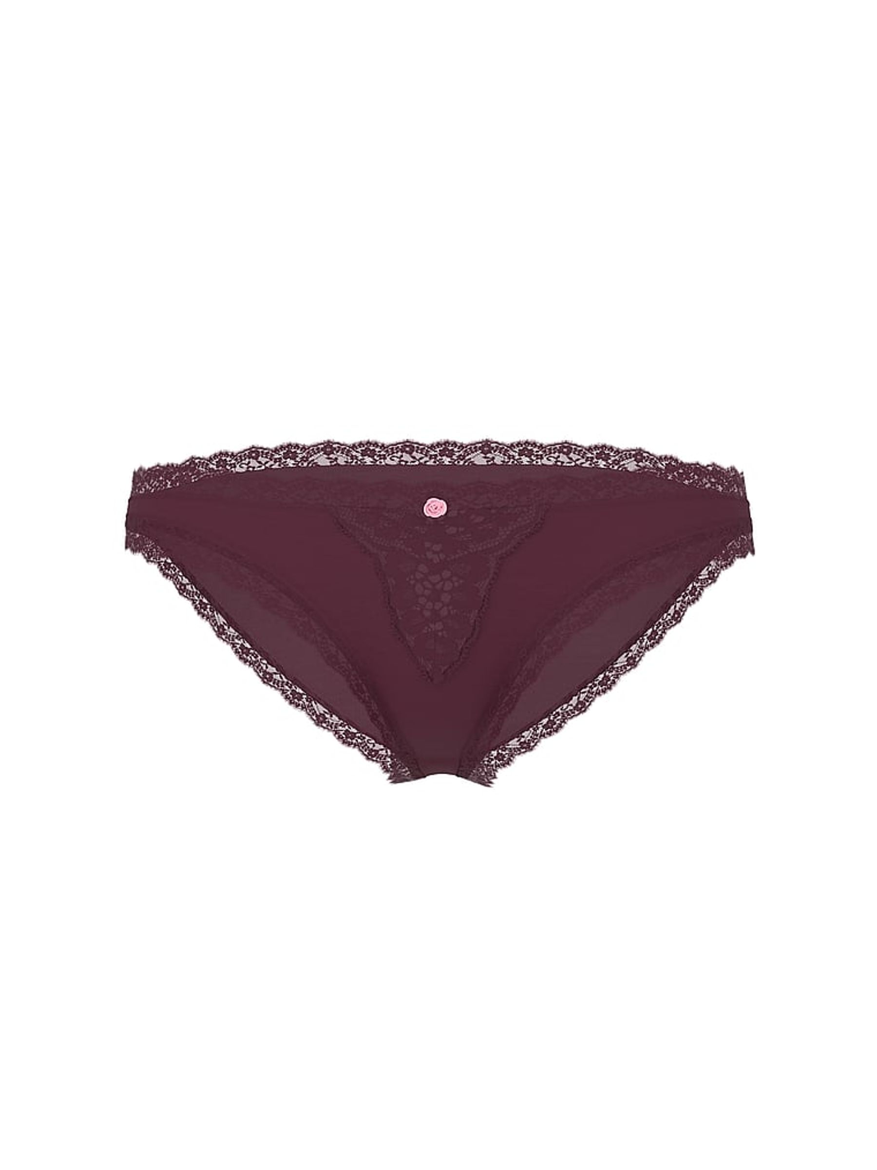Winter Wine Red Lace Trim Bikini Knickers - Image 3 of 3