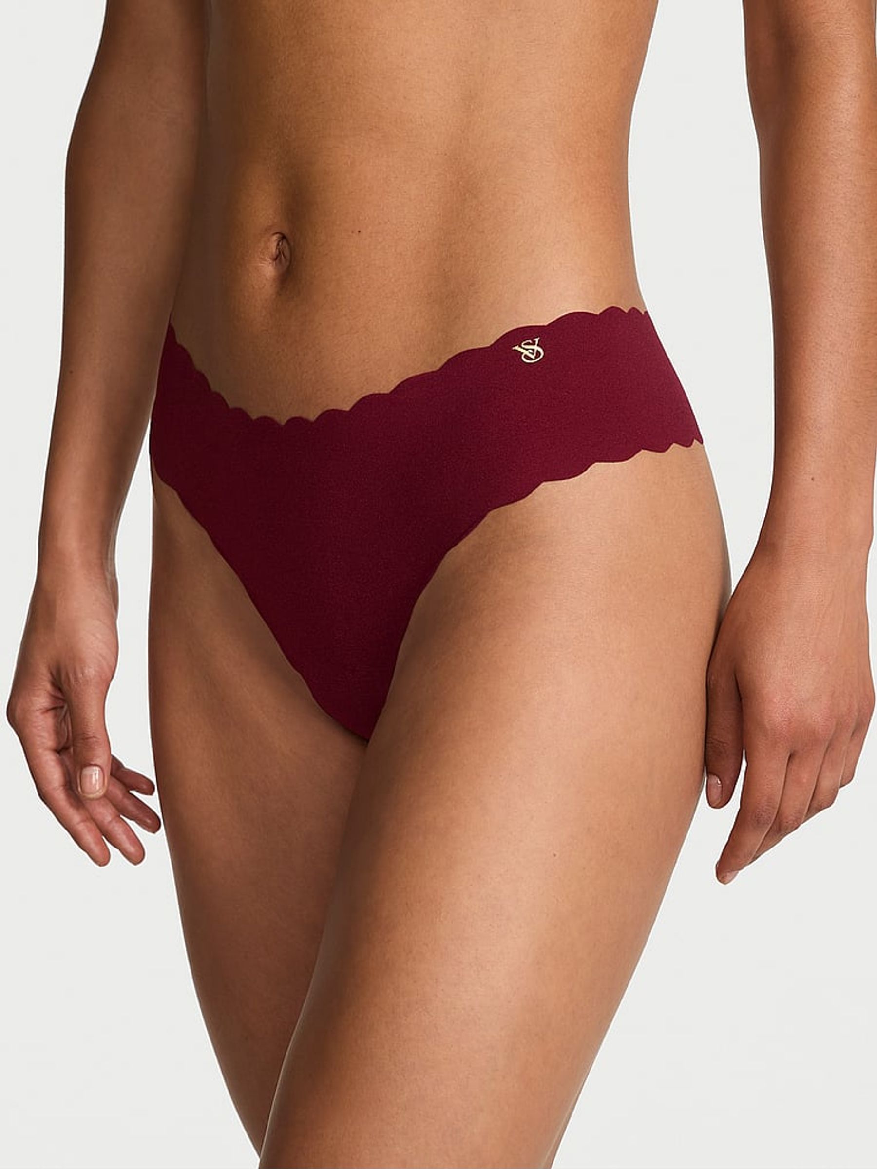 Sangria Red Thong Scalloped Knickers - Image 1 of 2