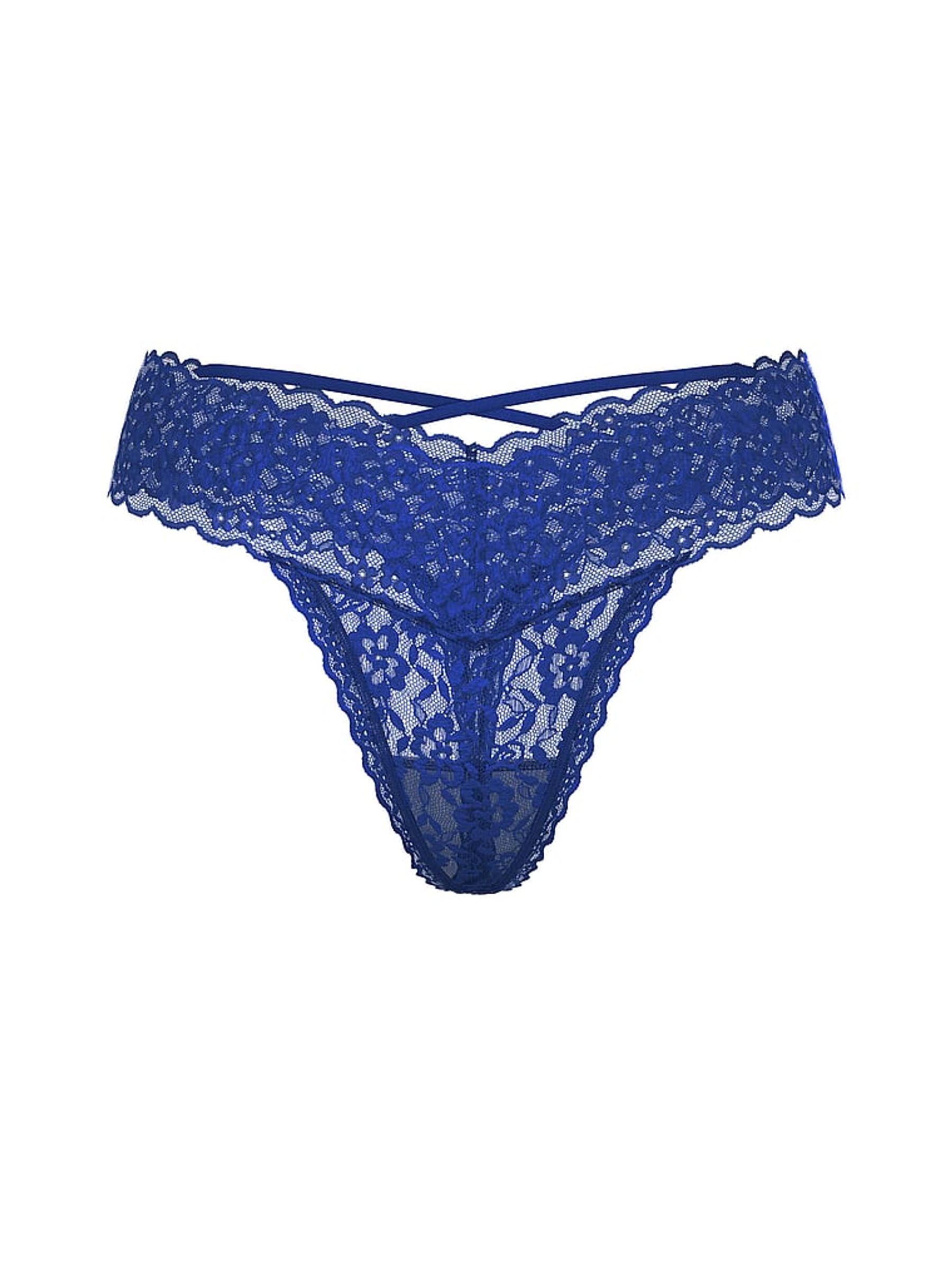 Royal Blue Thong Lace Strappy Back Knickers - Image 3 of 3