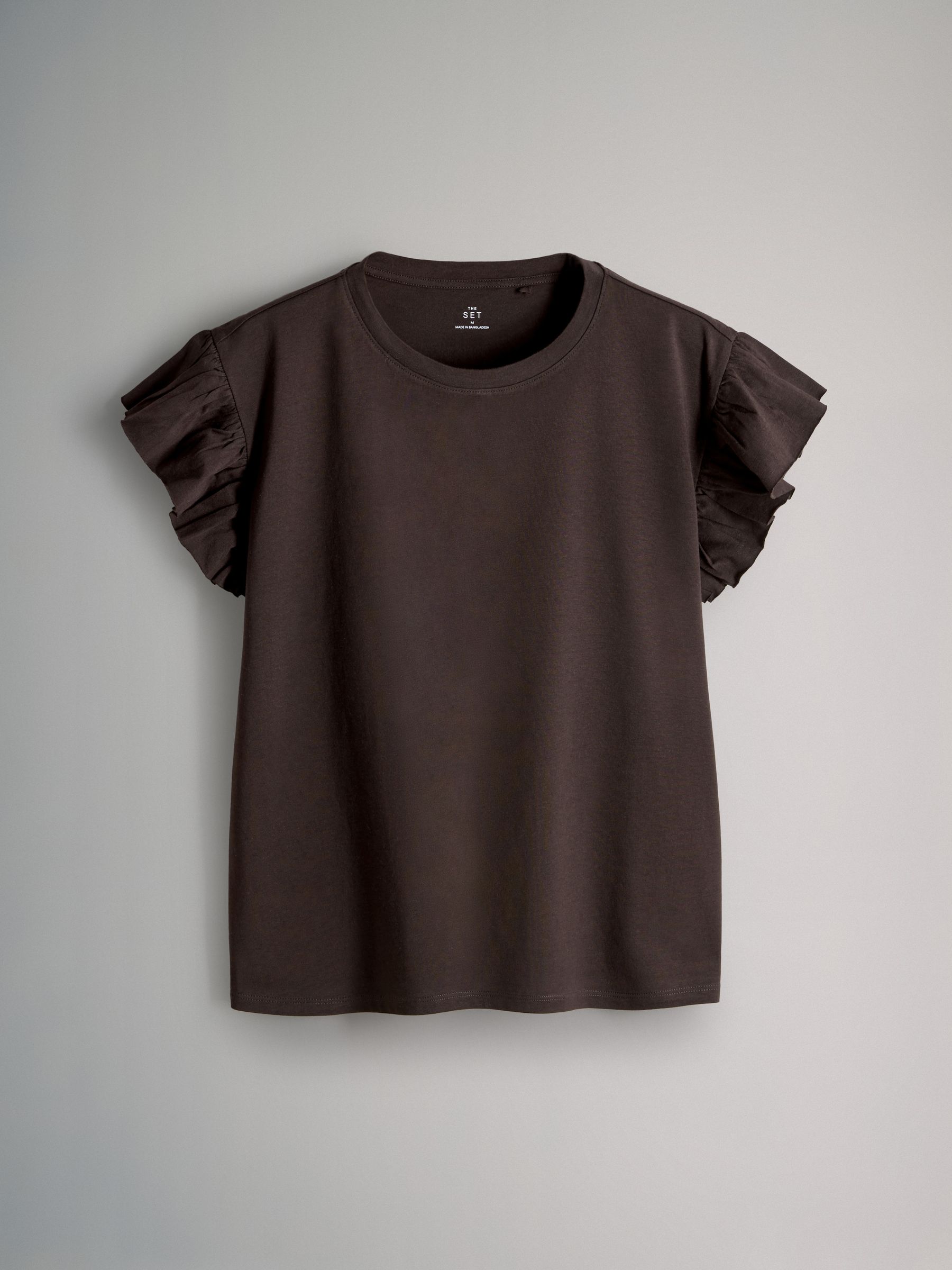 Brown/Black/Stripe/White - 4 Pack Ruffle Short Sleeve T-Shirts - Image 4 of 7