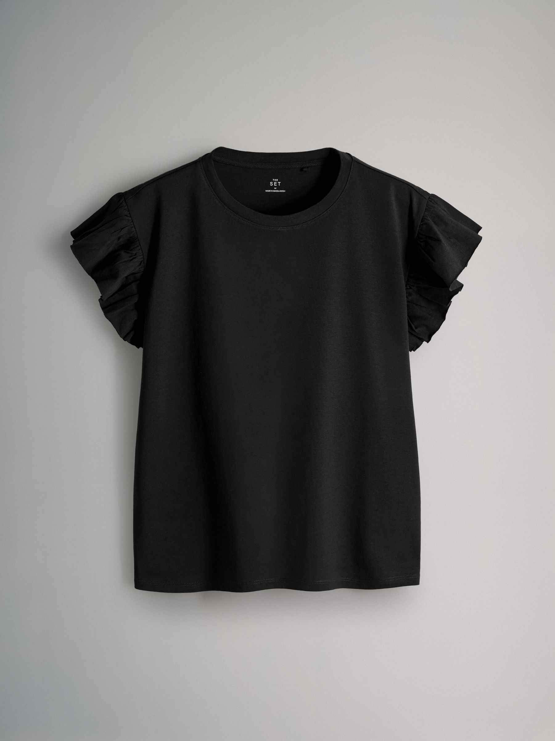 Brown/Black/Stripe/White - 4 Pack Ruffle Short Sleeve T-Shirts - Image 5 of 7
