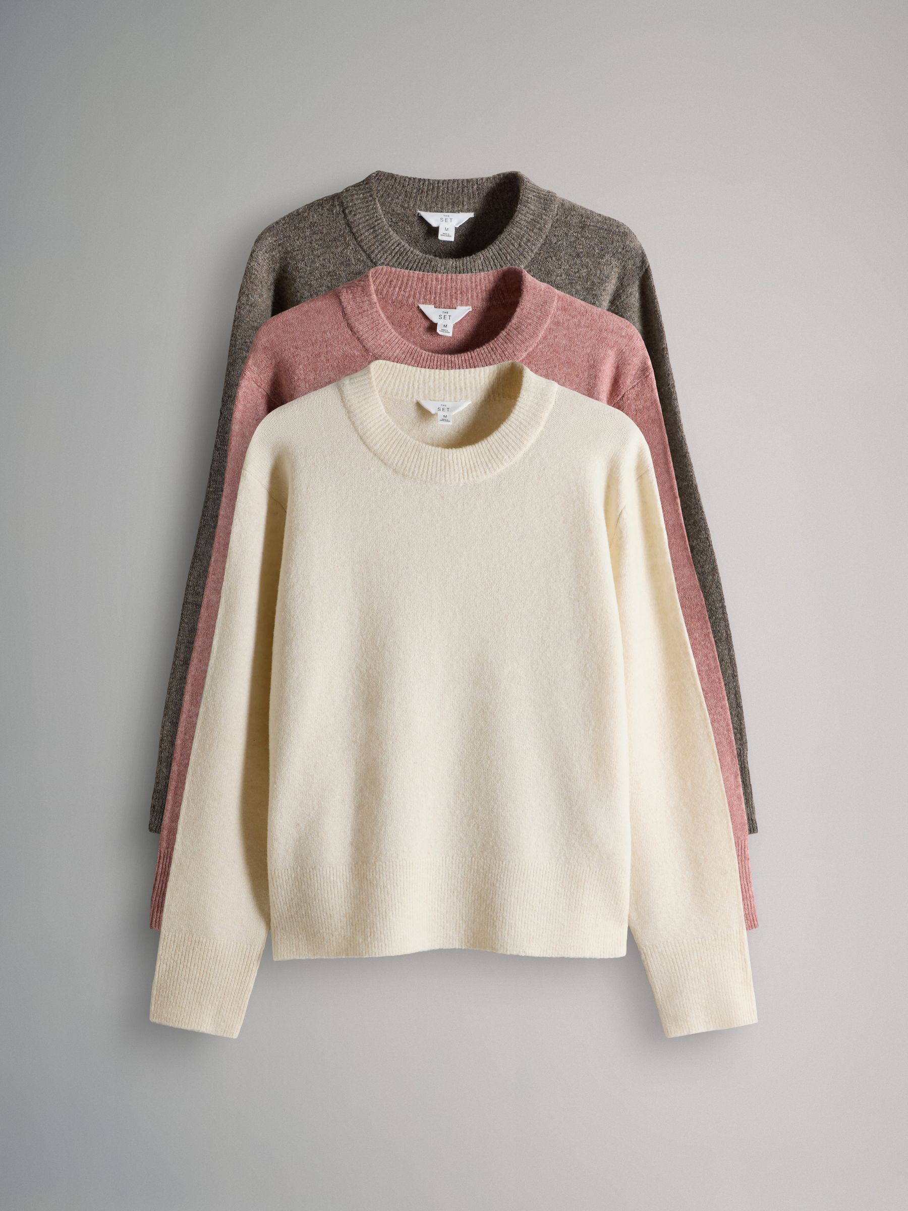 3 Pack Crew Neck Knitted Jumpers with Wool - Image 1 of 6
