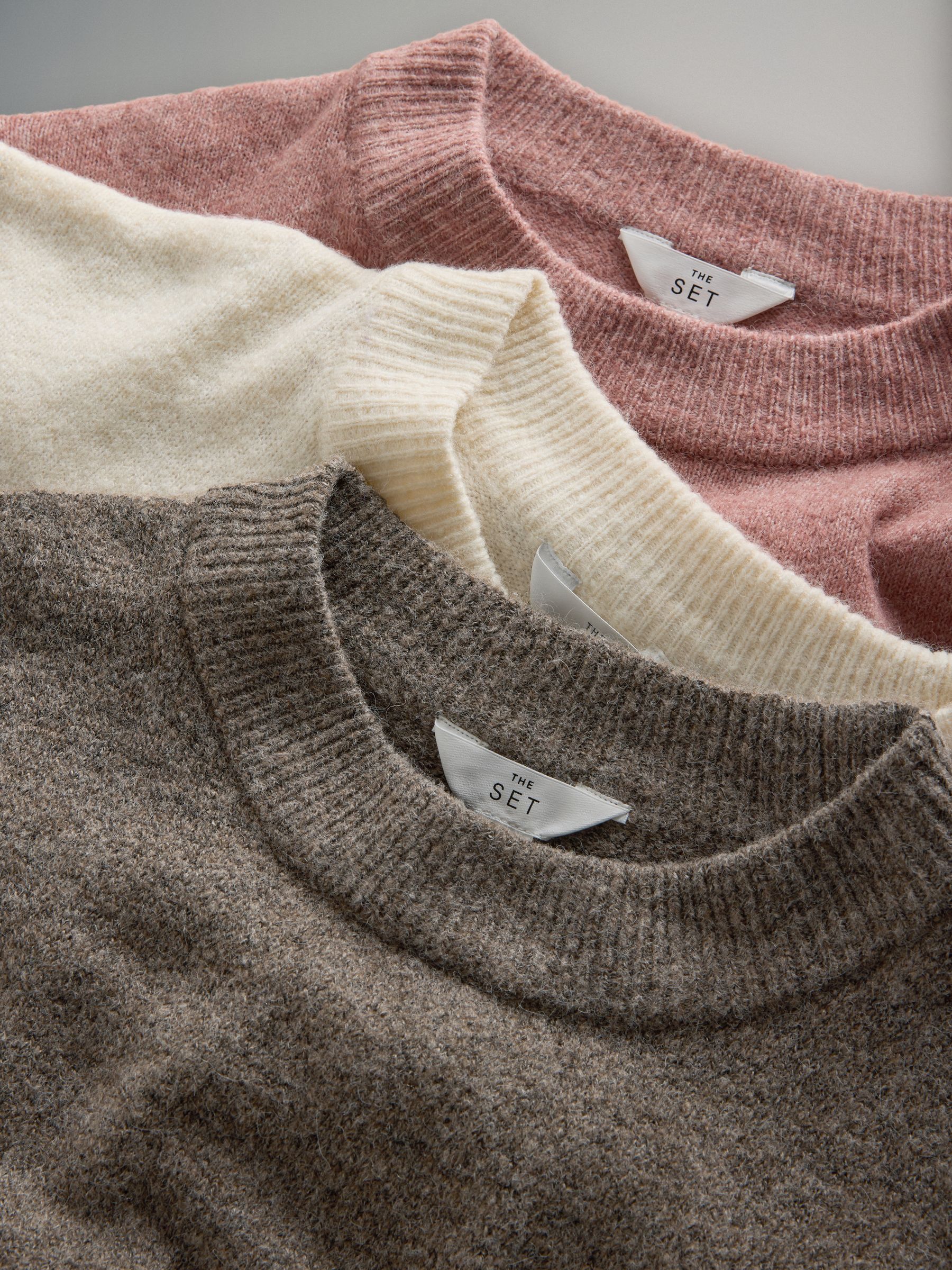 3 Pack Crew Neck Knitted Jumpers with Wool - Image 5 of 6