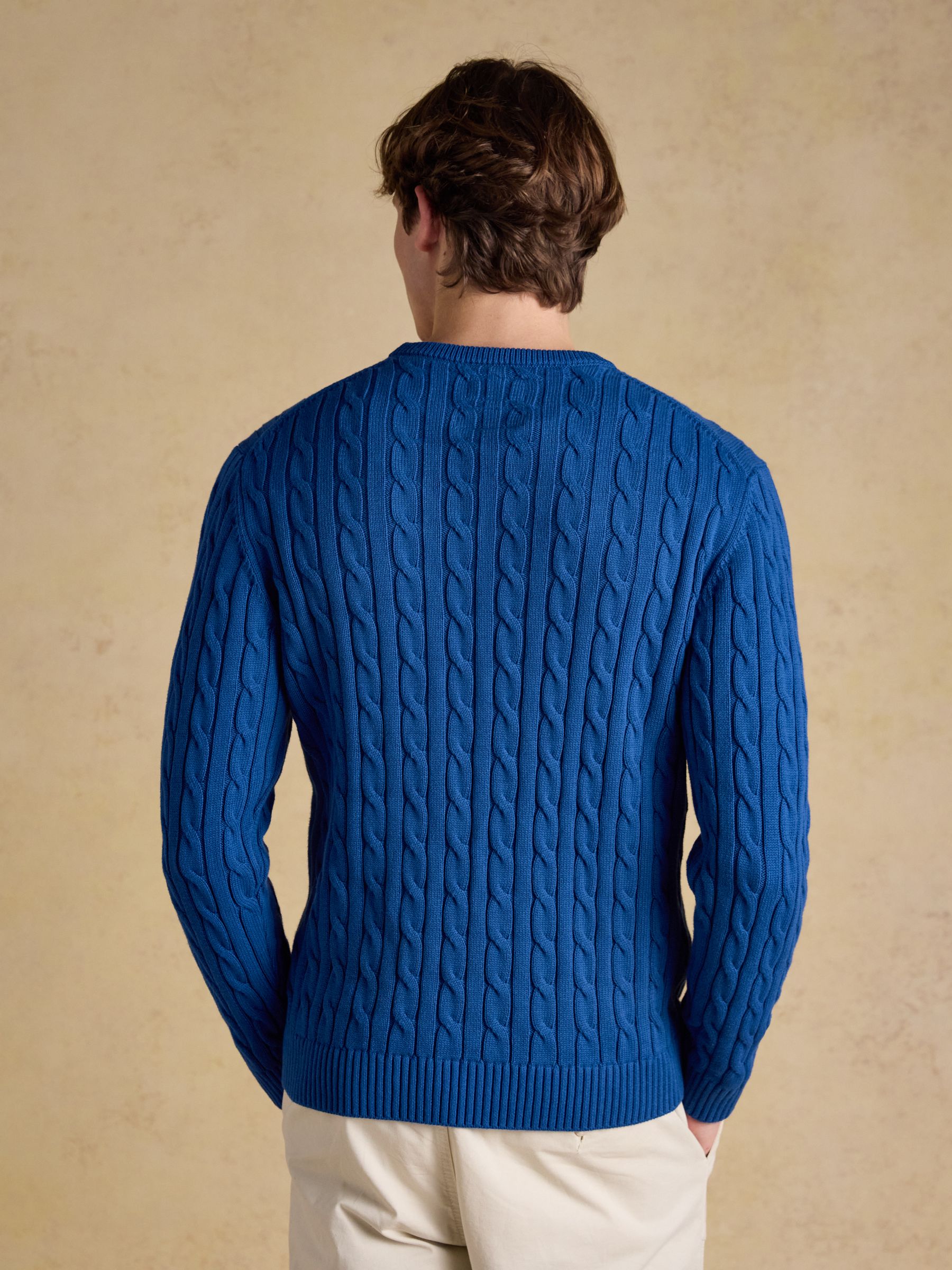 Cable Crew Blue Cotton Knit Jumper - Image 2 of 9