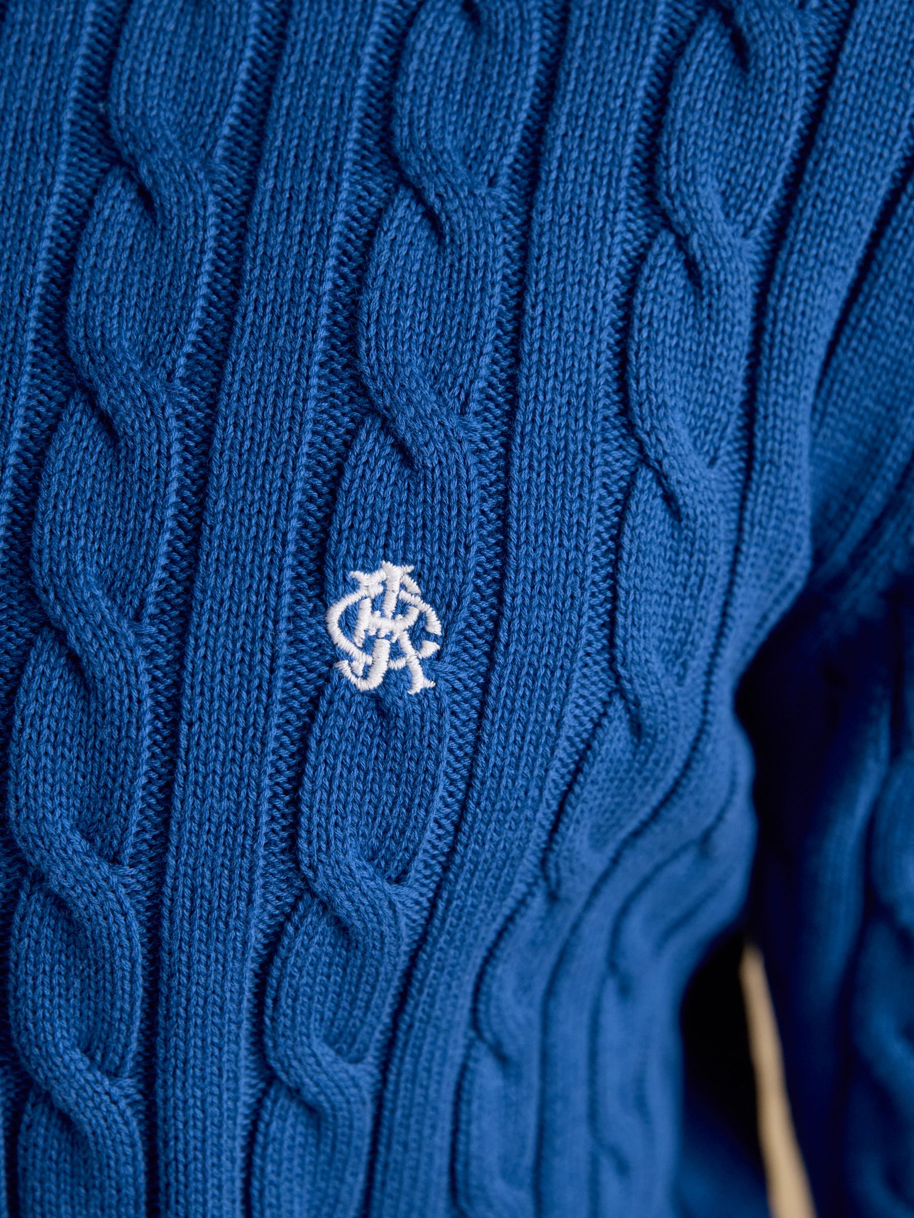 Cable Crew Blue Cotton Knit Jumper - Image 4 of 9