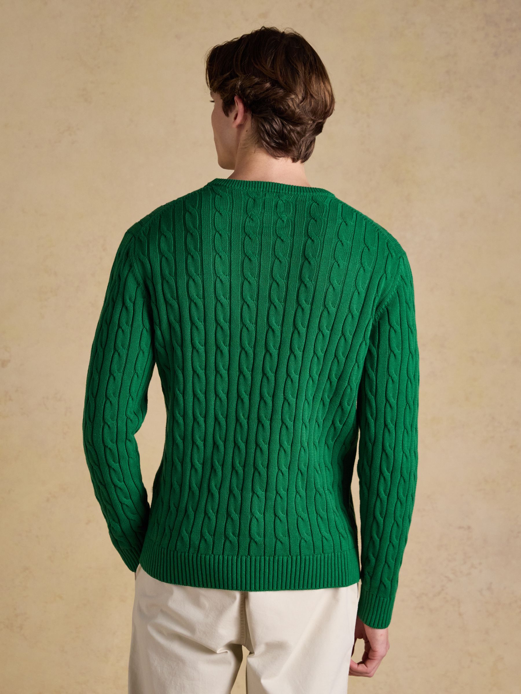 Cable Crew Green Cotton Knit Jumper - Image 2 of 7