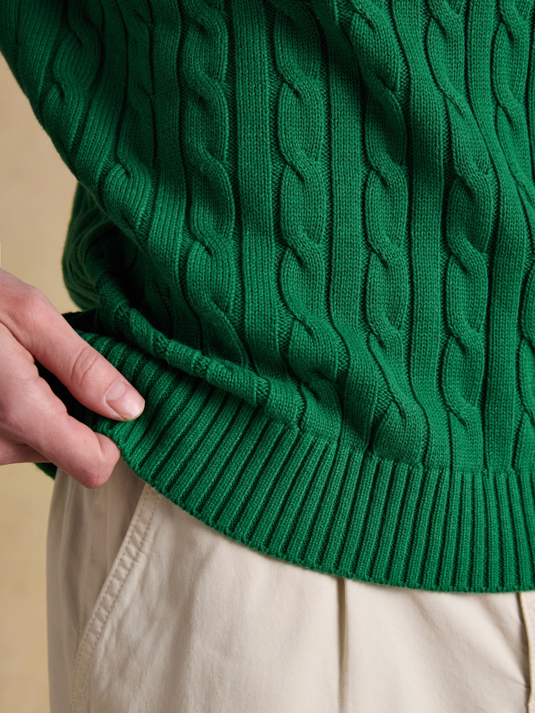 Cable Crew Green Cotton Knit Jumper - Image 6 of 7