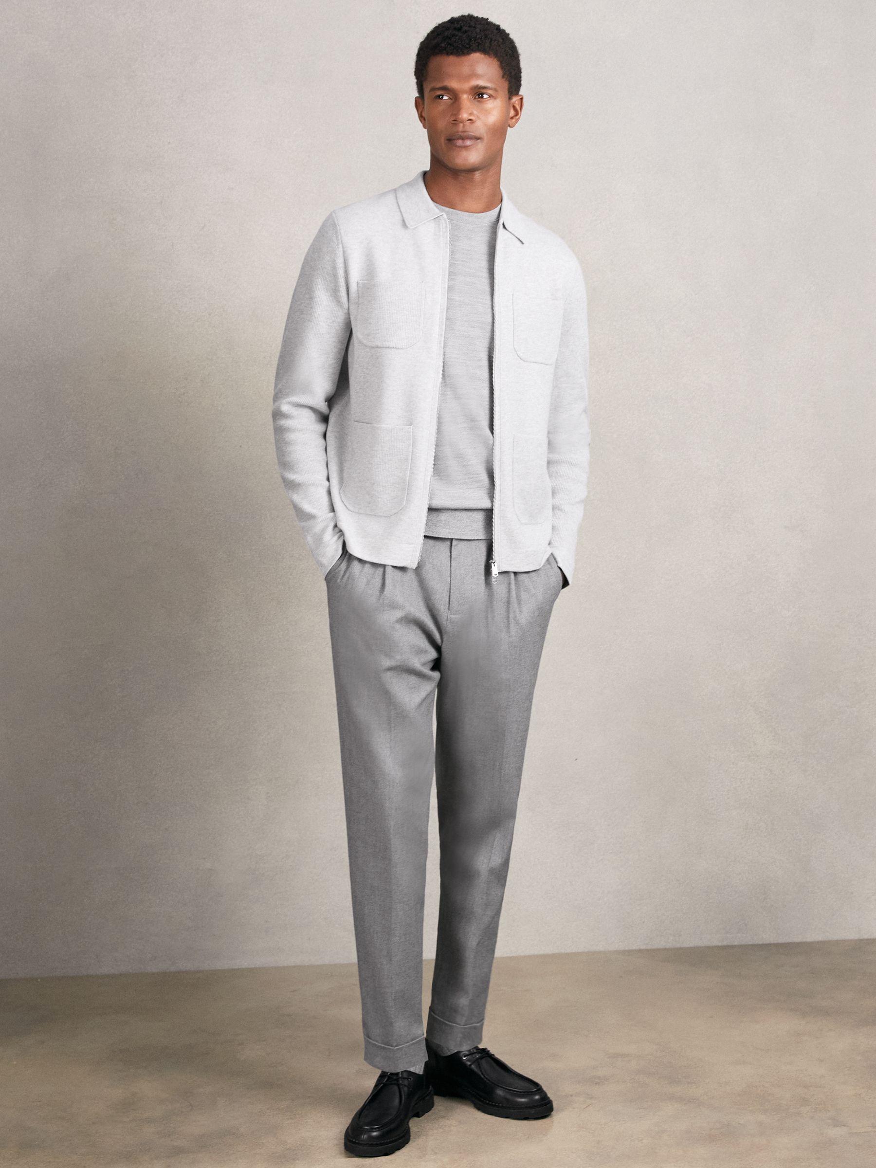 Four-Pocket Zip-Through Cardigan in Soft Grey - image 3