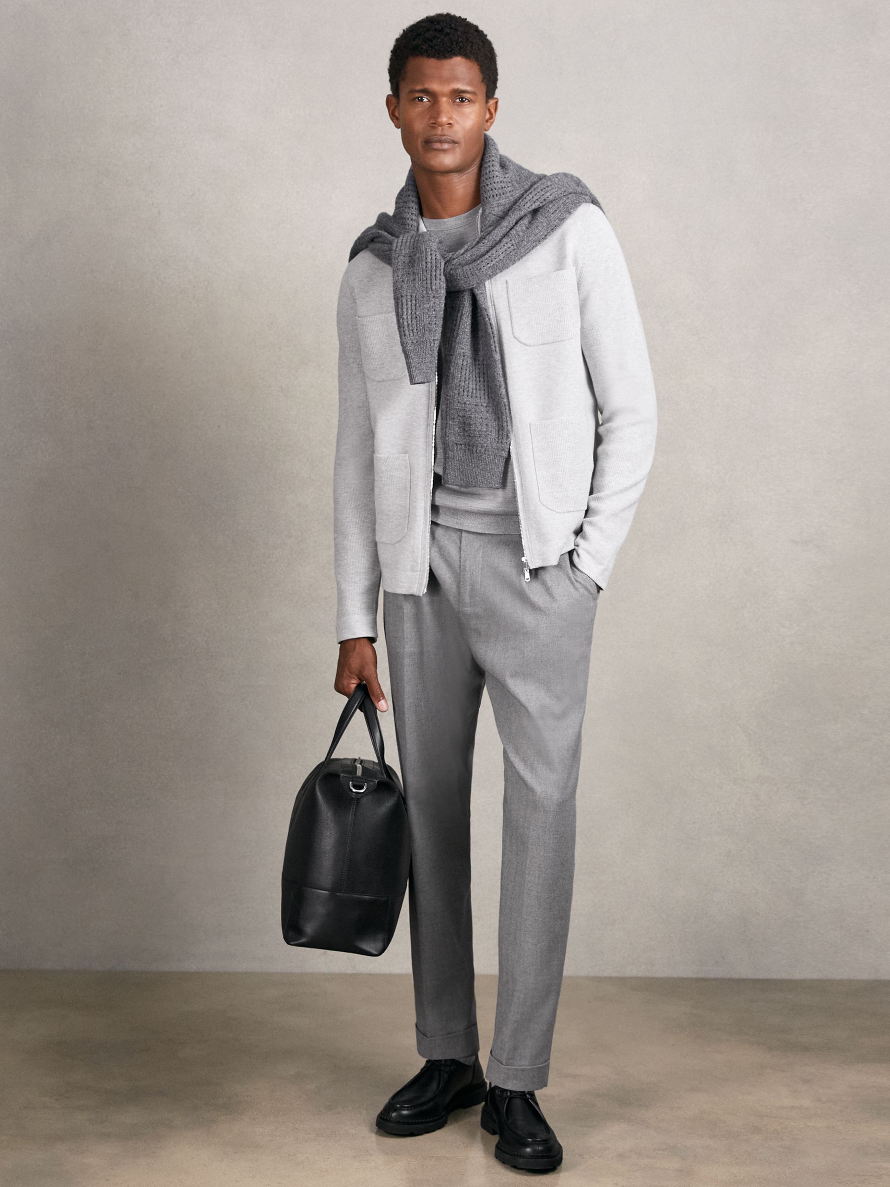 Four-Pocket Zip-Through Cardigan in Soft Grey - Image 5 of 7