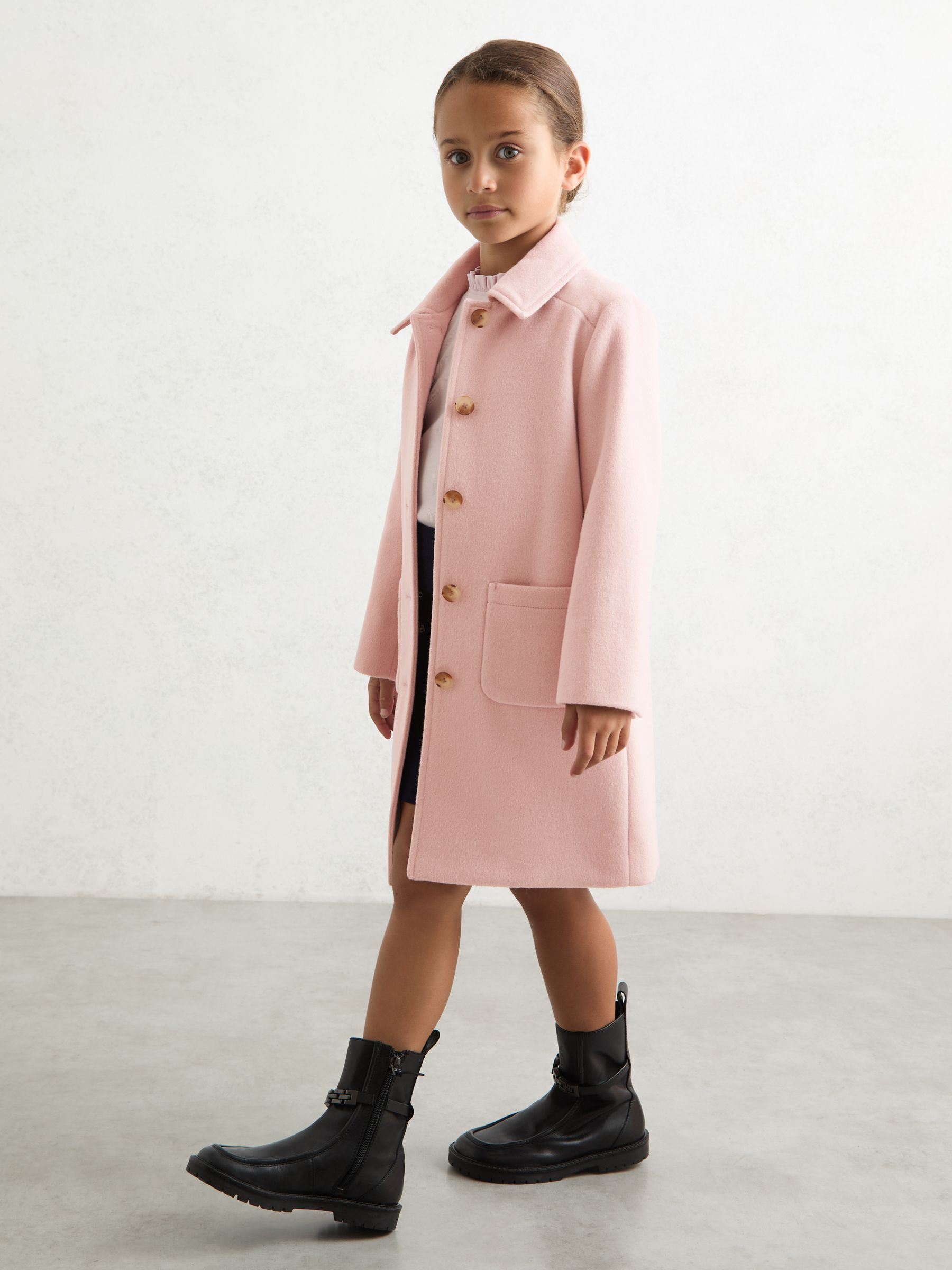 9-13 yrs Wool-Blend Single-Breasted Coat in Pink - Image 1 of 4